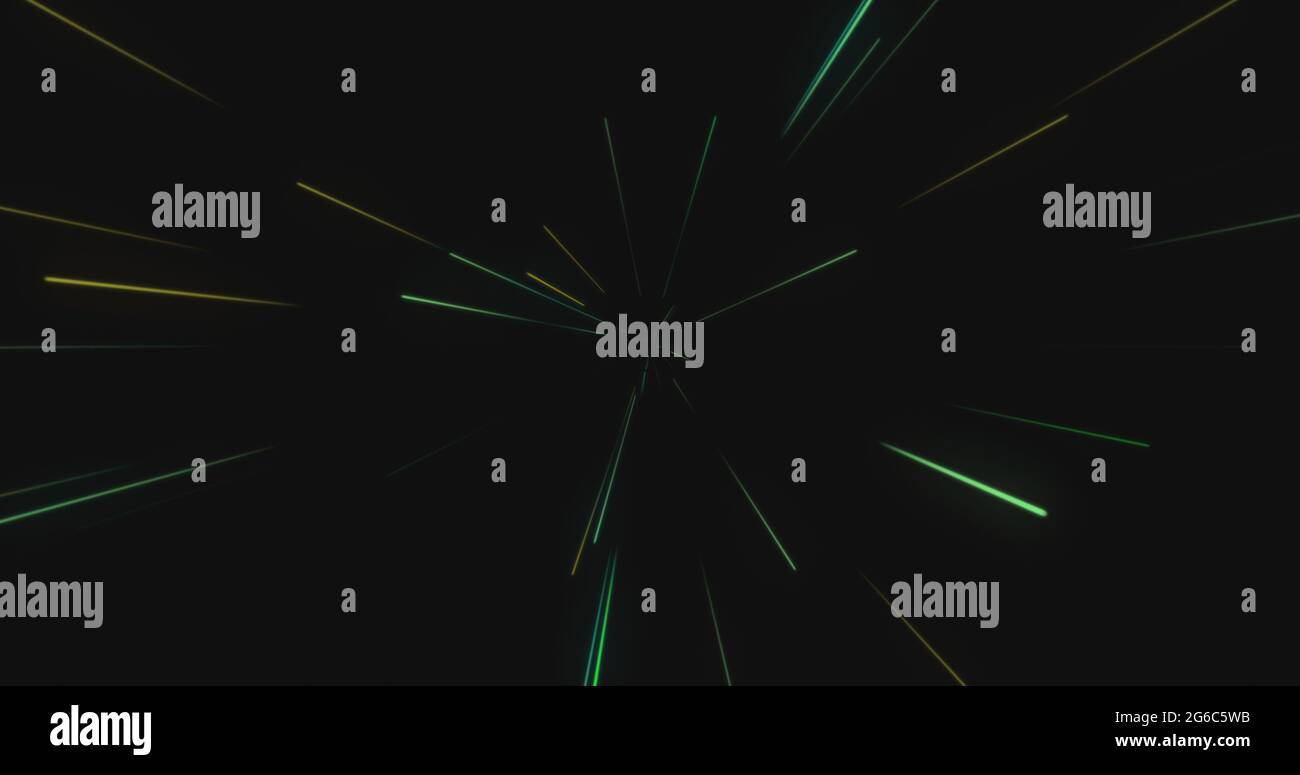 Multiple green light trails moving against black background Stock Photo ...
