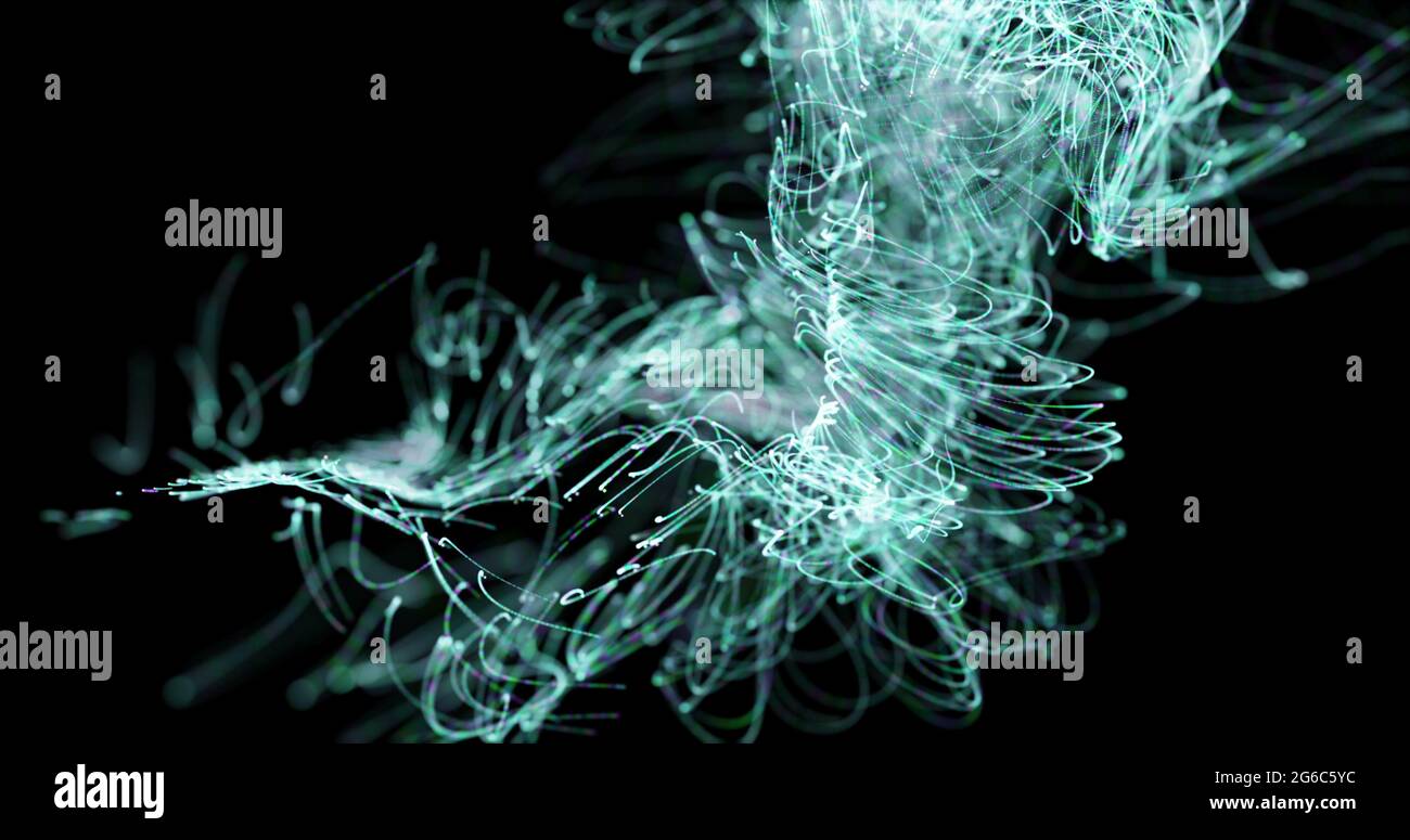 Green lights trails moving against black background Stock Photo - Alamy