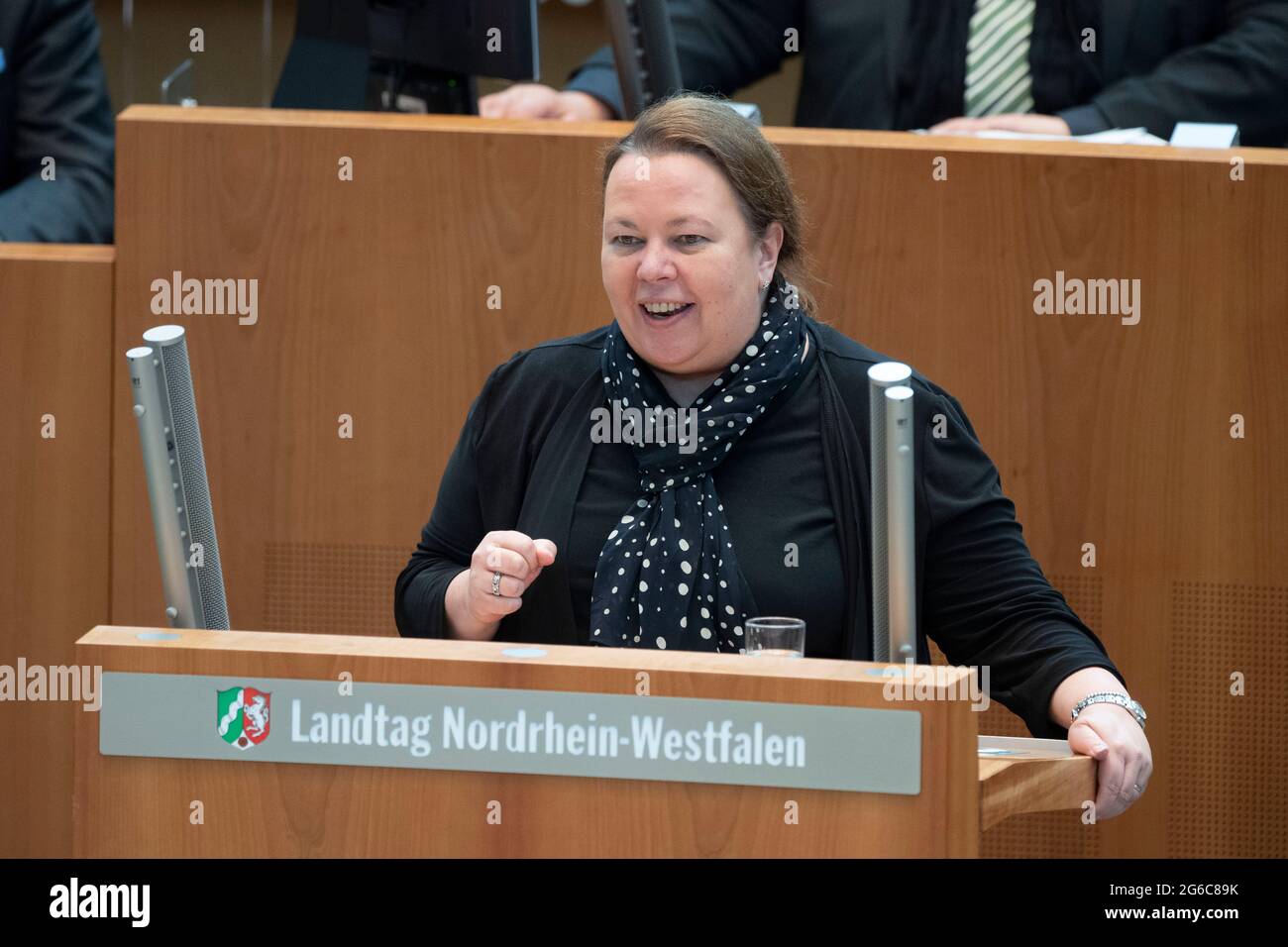 Duesseldorf, Deutschland. 01st July, 2021. Ursula HEINEN-ESSER, Minister for the Environment, Agriculture, Nature and Consumer Protection the State of North Rhine-Westphalia, during speech, debate on the subject of