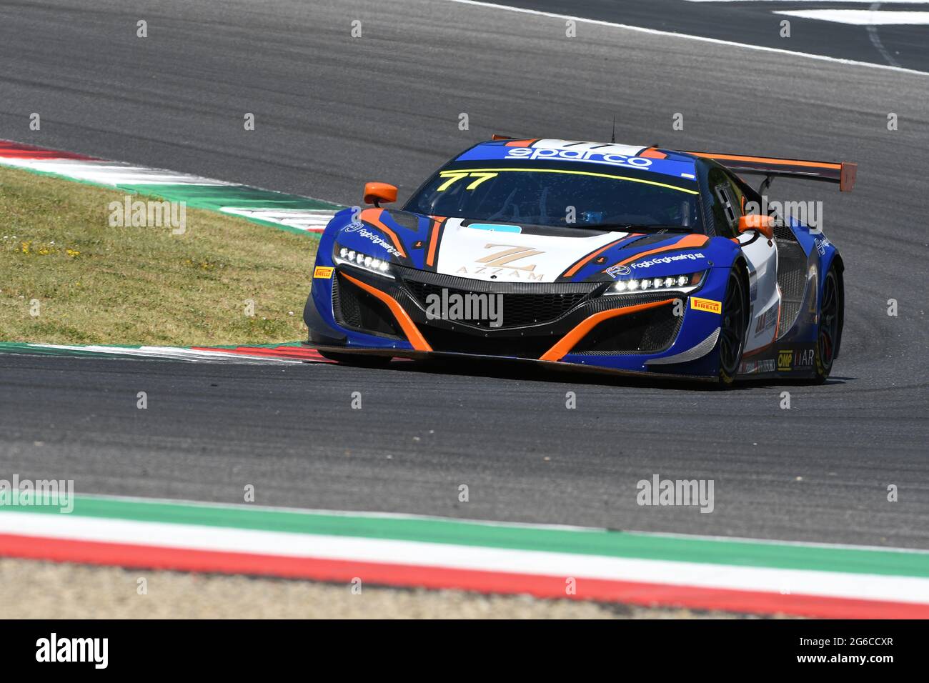 Scarperia, (IT) July 2, 2021: Honda NSX of Team Nova Race drive by Magnoni - Zanotti in action during Qualifyng session of Italian Championship GT in Stock Photo