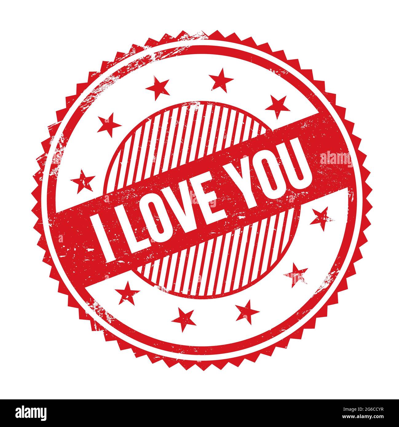 I LOVE YOU text written on red grungy zig zag borders round stamp Stock  Photo - Alamy