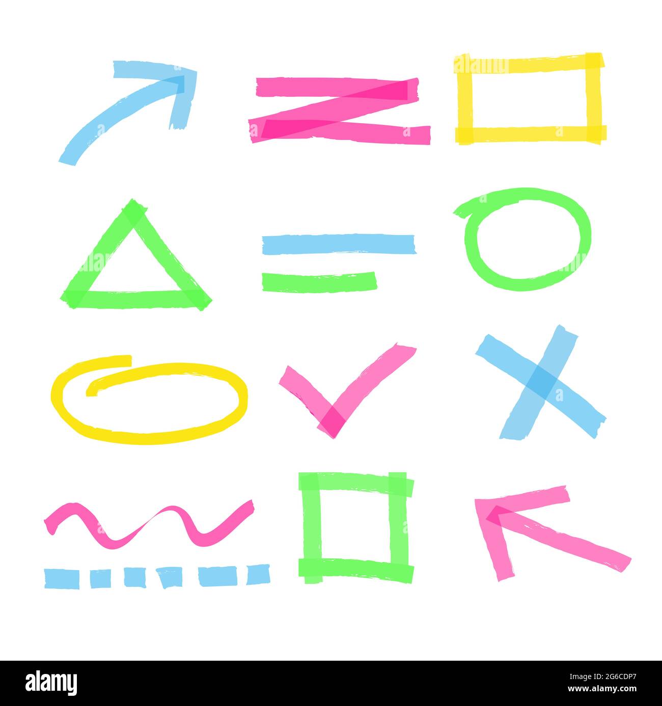 Vector illustration of highlighter marker design elements. Colorful and