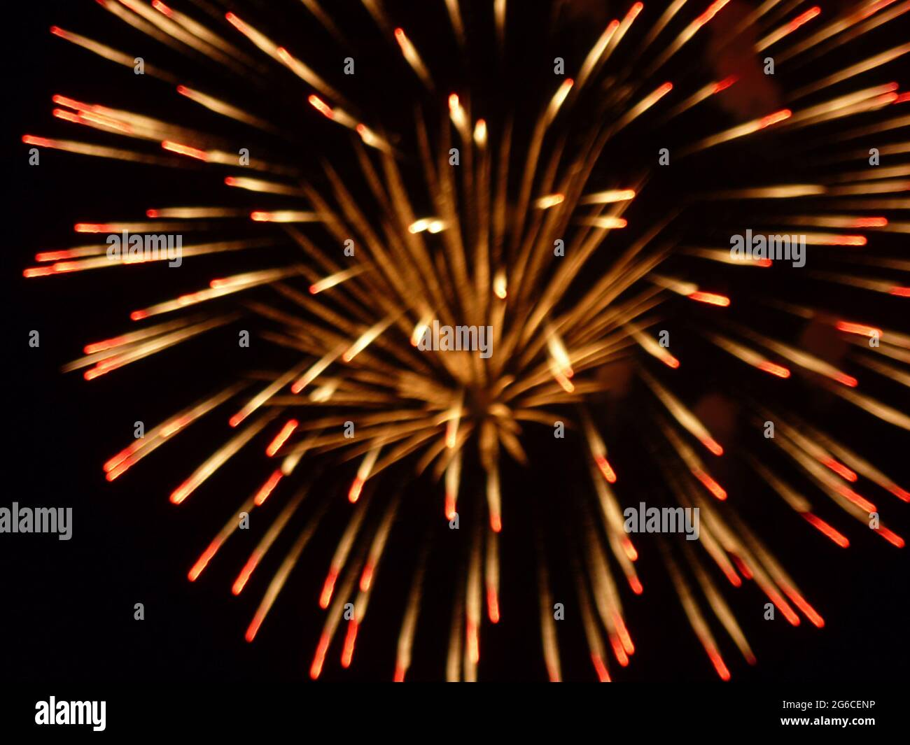 Festive fireworks in the black night sky blurred no focus Stock Photo ...