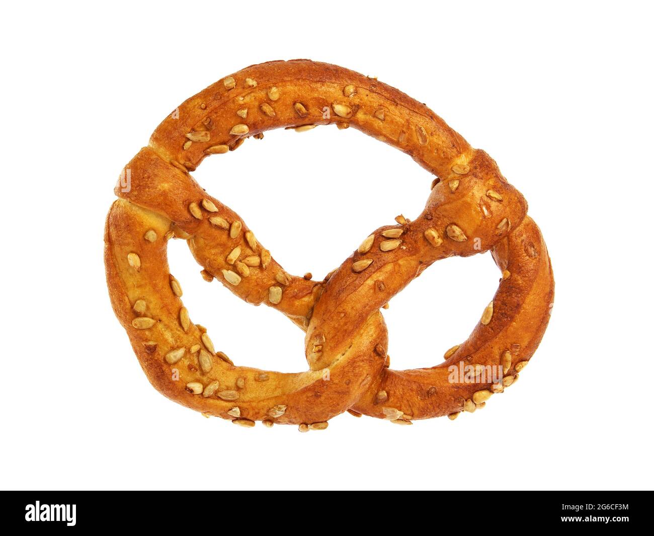 Pretzel with sunflower seeds isolated on white Stock Photo Alamy