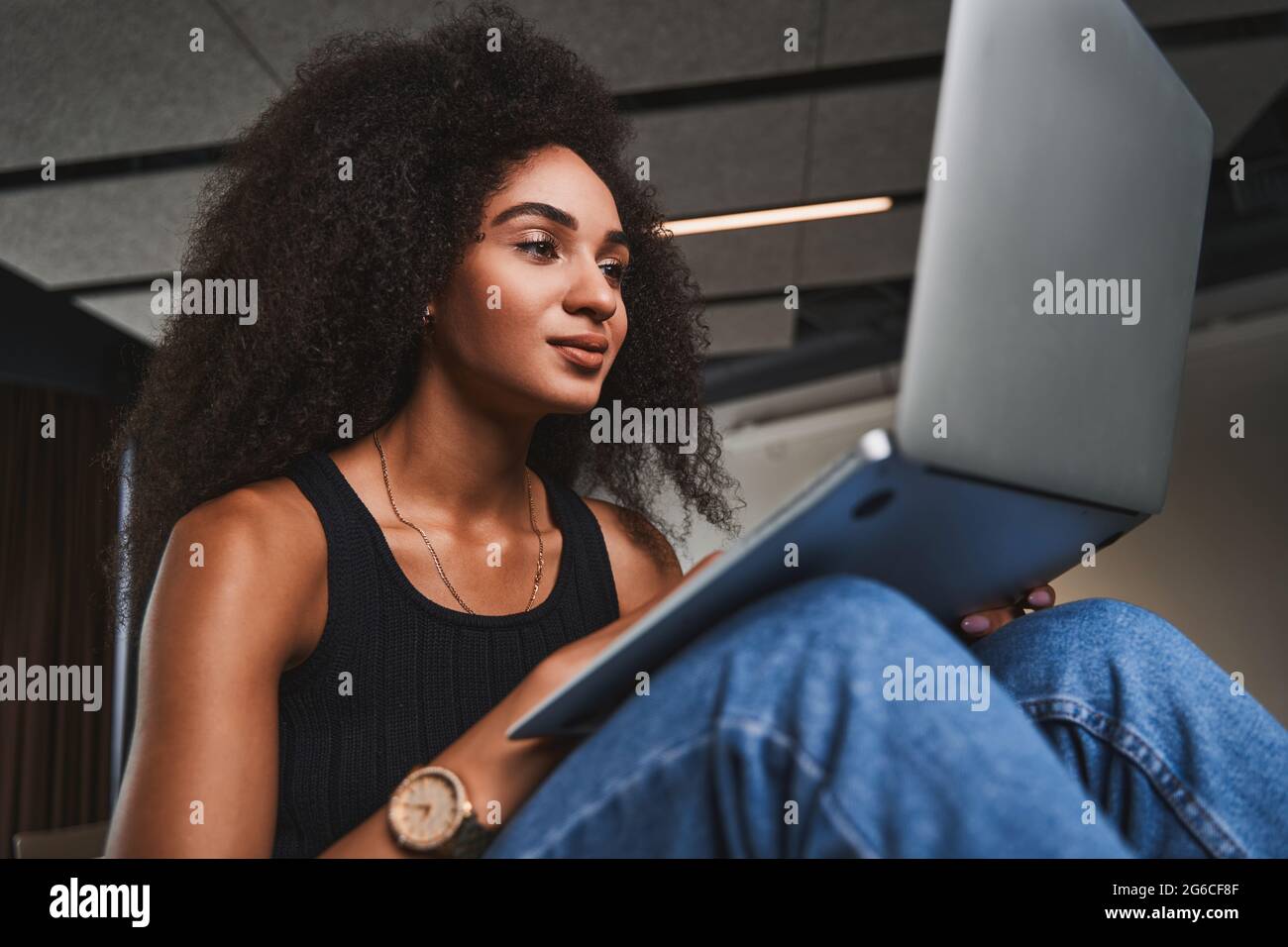 Feeling comfortable and confident while working with gadgets Stock Photo