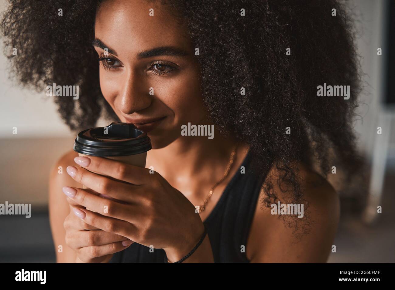 First sip of coffee brings me to life Stock Photo Alamy