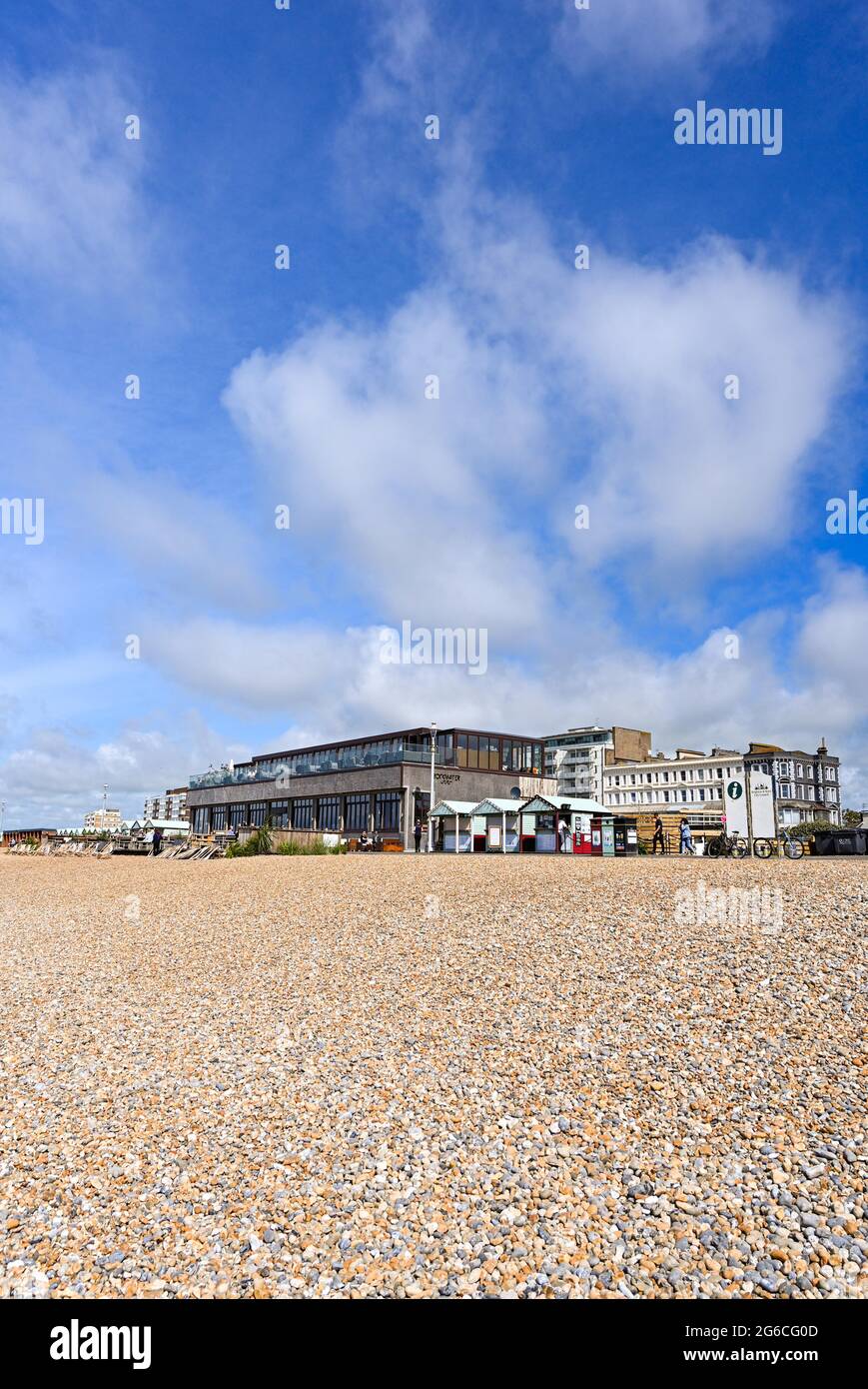The newly opened Rockwater bar and restaurant overlooking the beach at Hove seafront , Brighton , Sussex UK Stock Photo