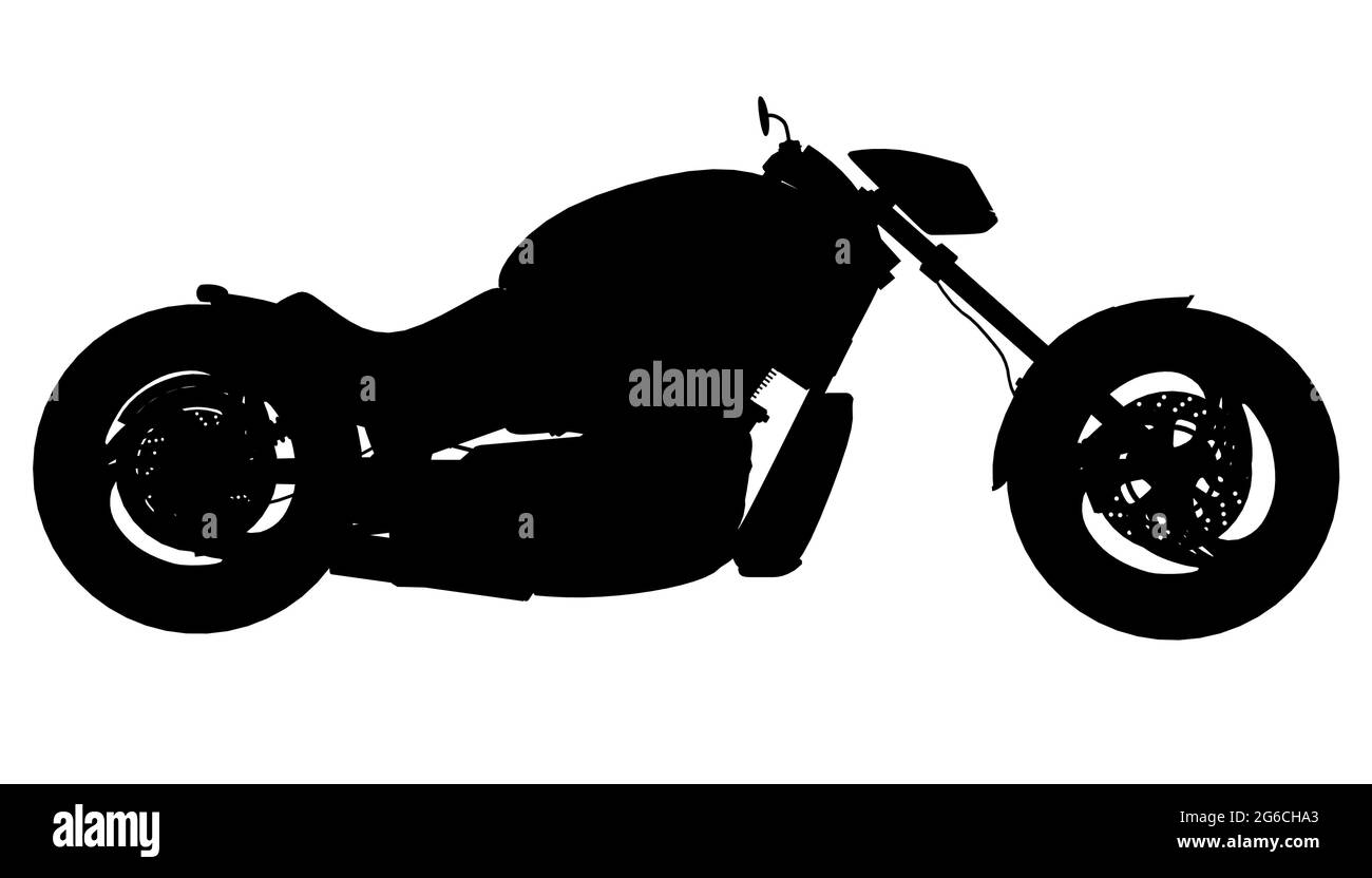 Motorcycle silhouette isolated on white background. Side view. Vector illustration. Stock Vector