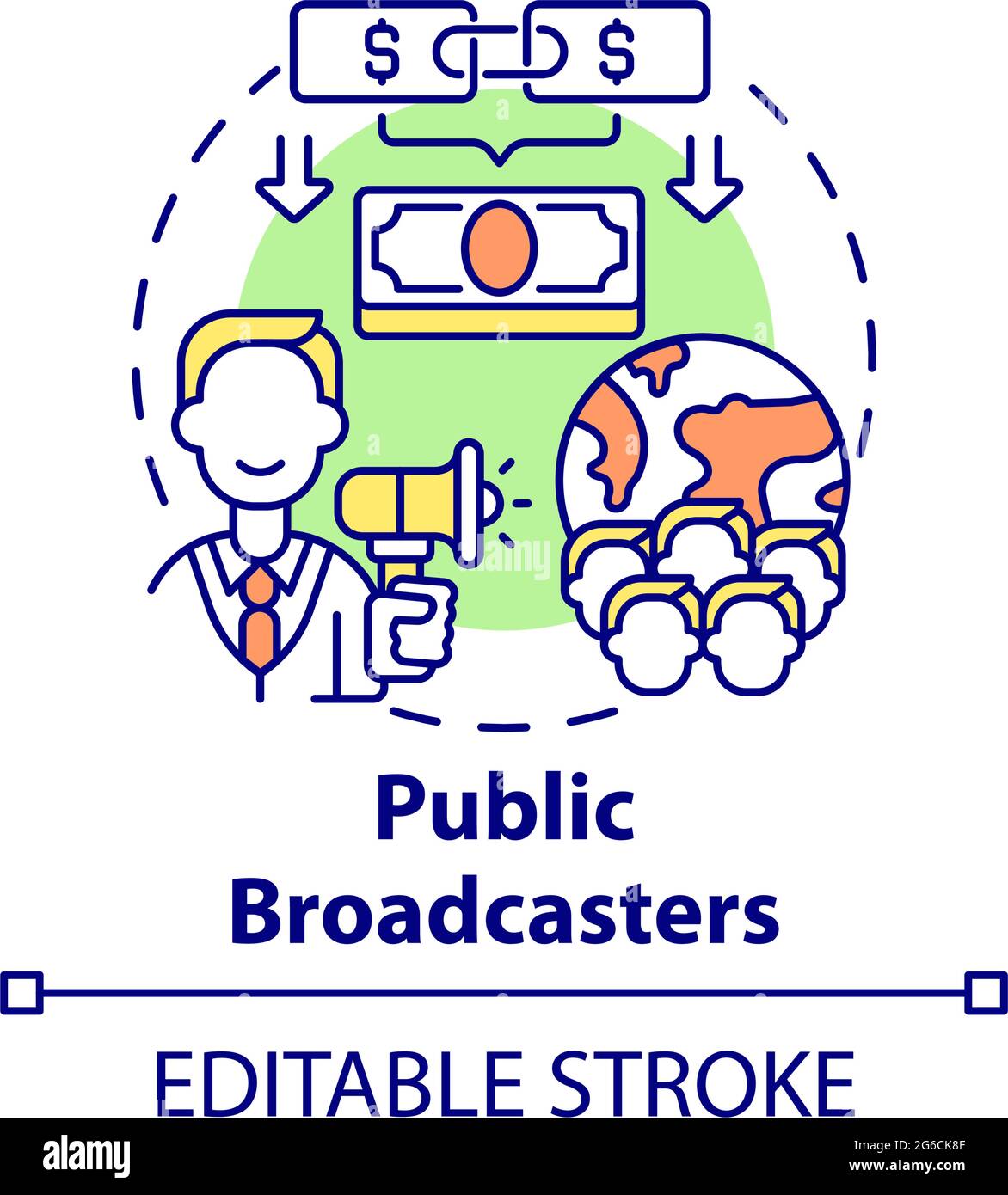 Public broadcasters fundraiser concept icon Stock Vector