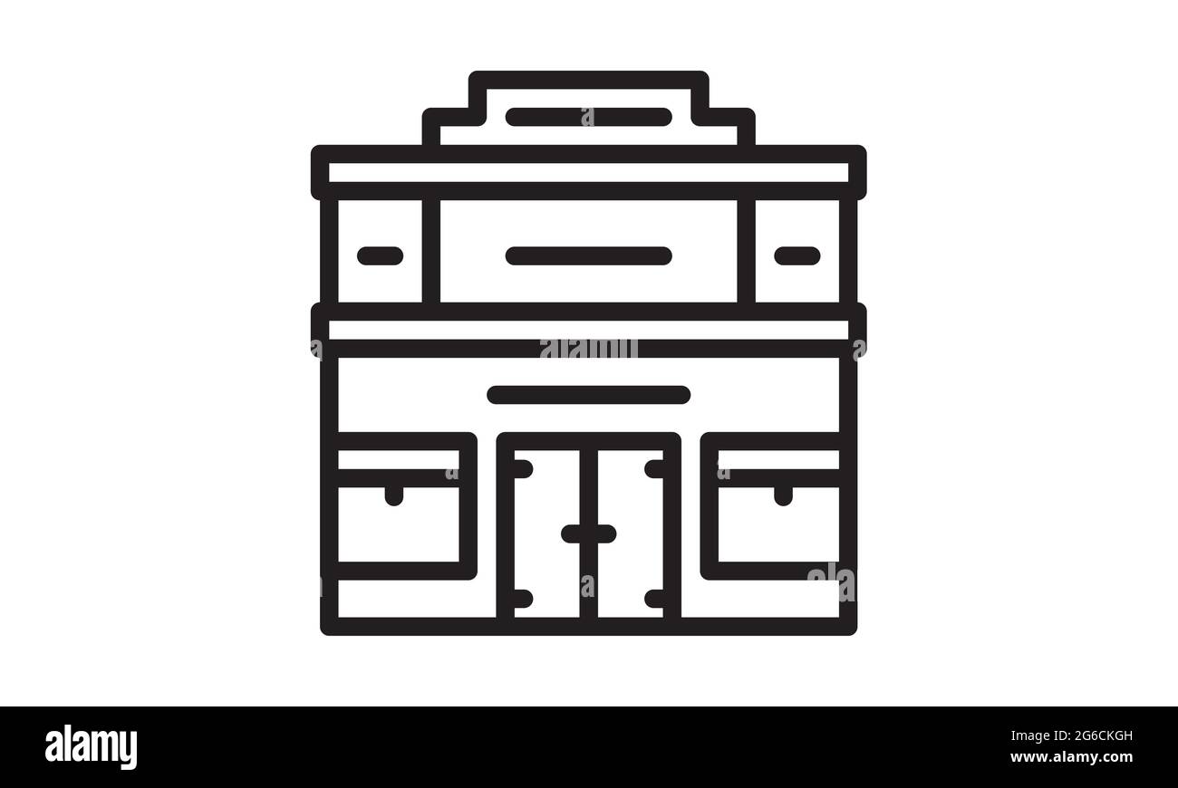Store, shop icon vector.  shopping symbol in outline style. Sale, customize and buy sign for website. Grocery, storage, delivery illustration. Retail, Stock Vector