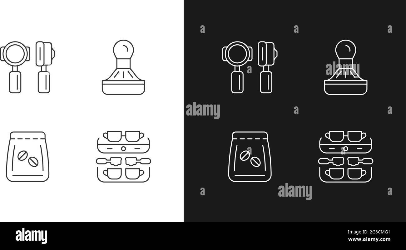 Coffee shop professional tools linear icons set for dark and light mode ...