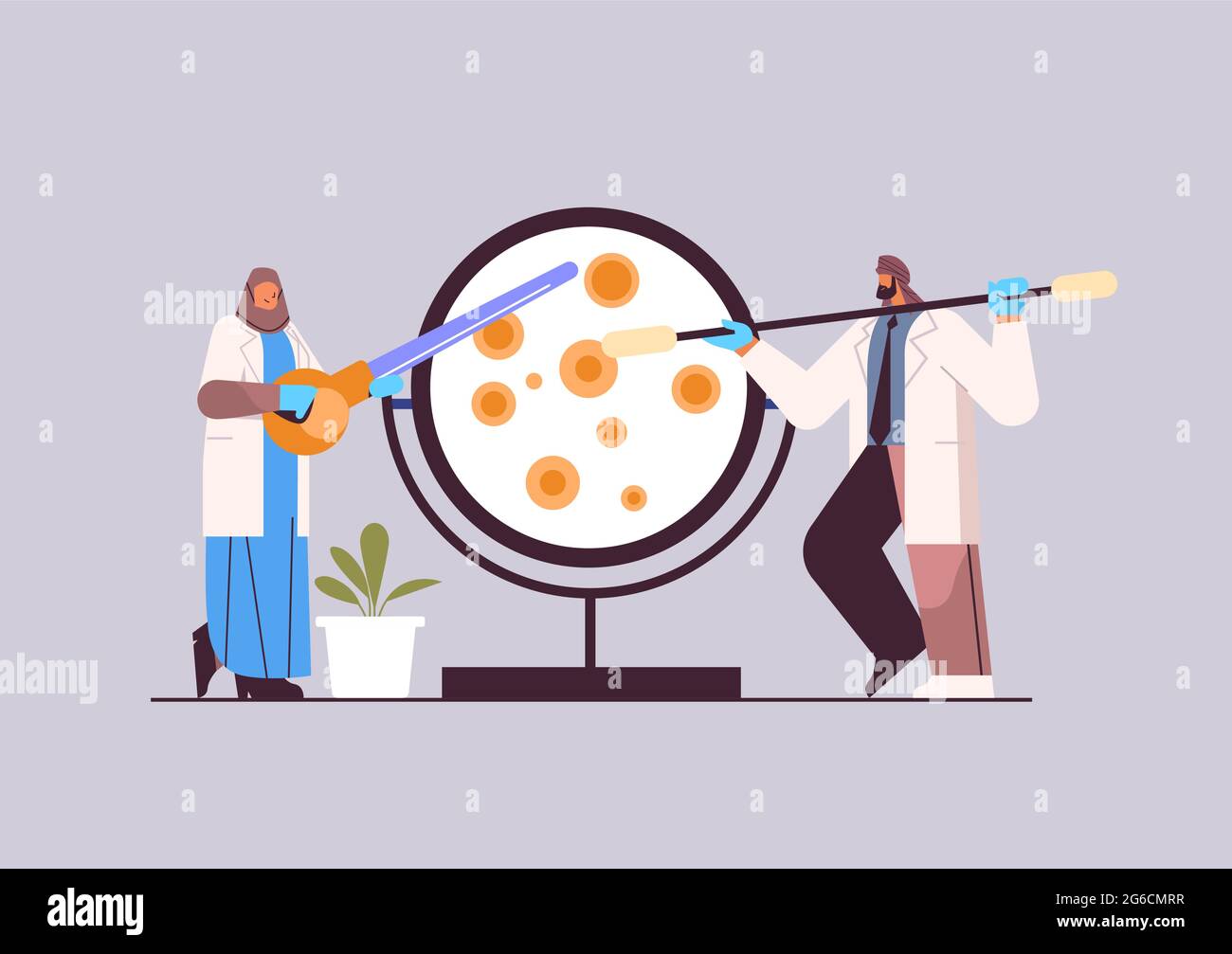 scientist team working with petri dish with agar bacterium colony