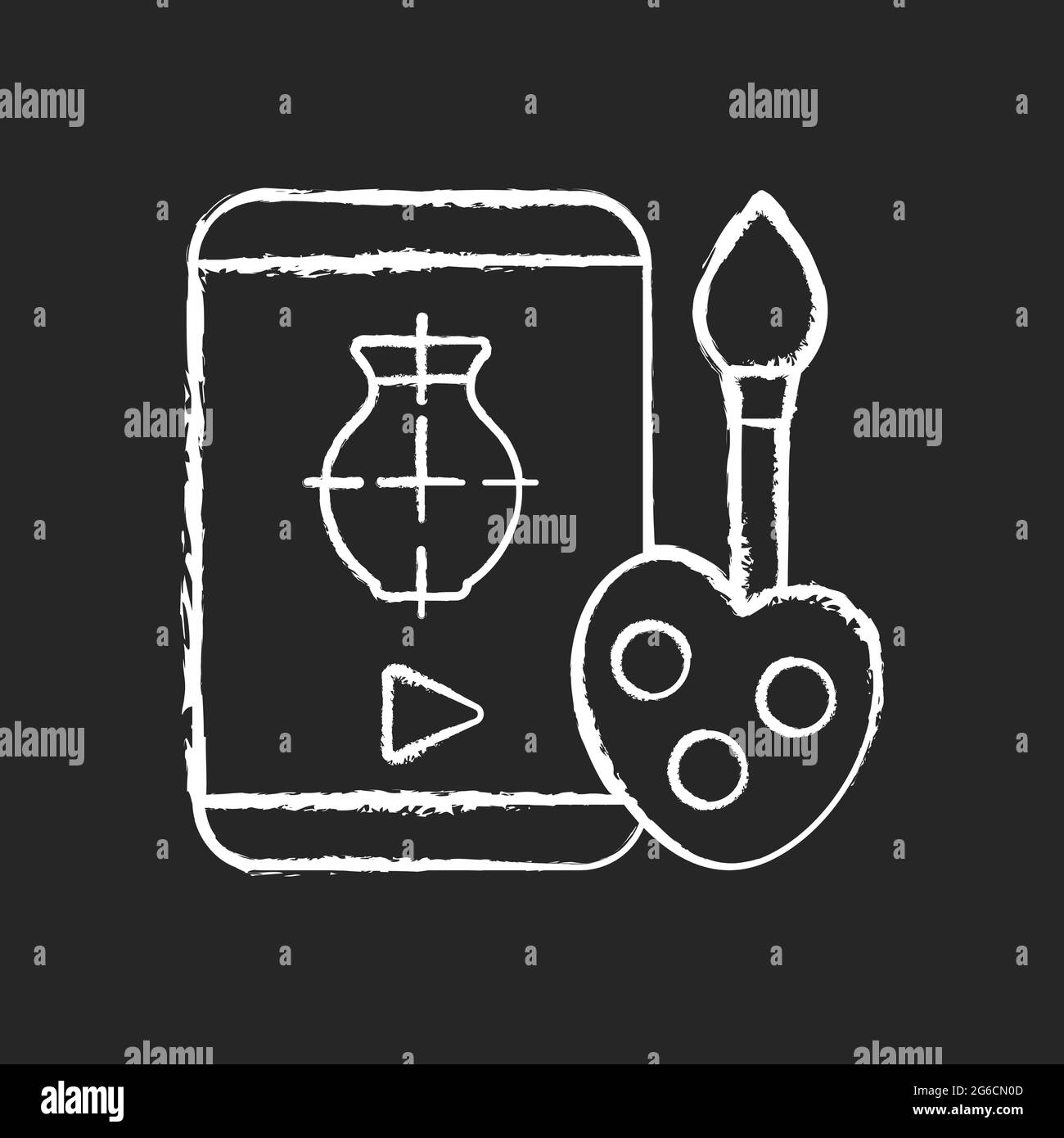 Drawing tutorials chalk white icon on dark background Stock Vector ...