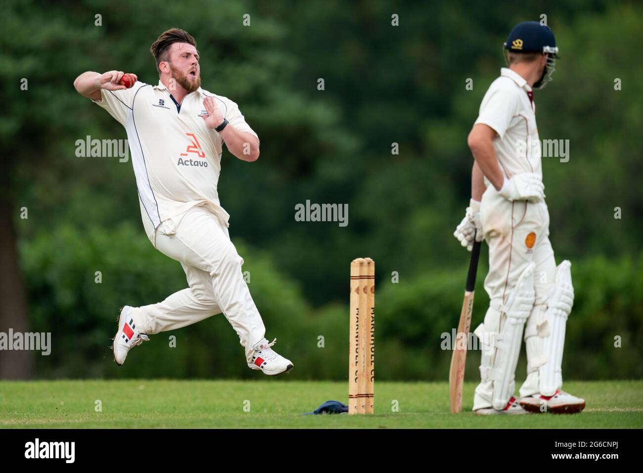 Bowler in action. Stock Photo