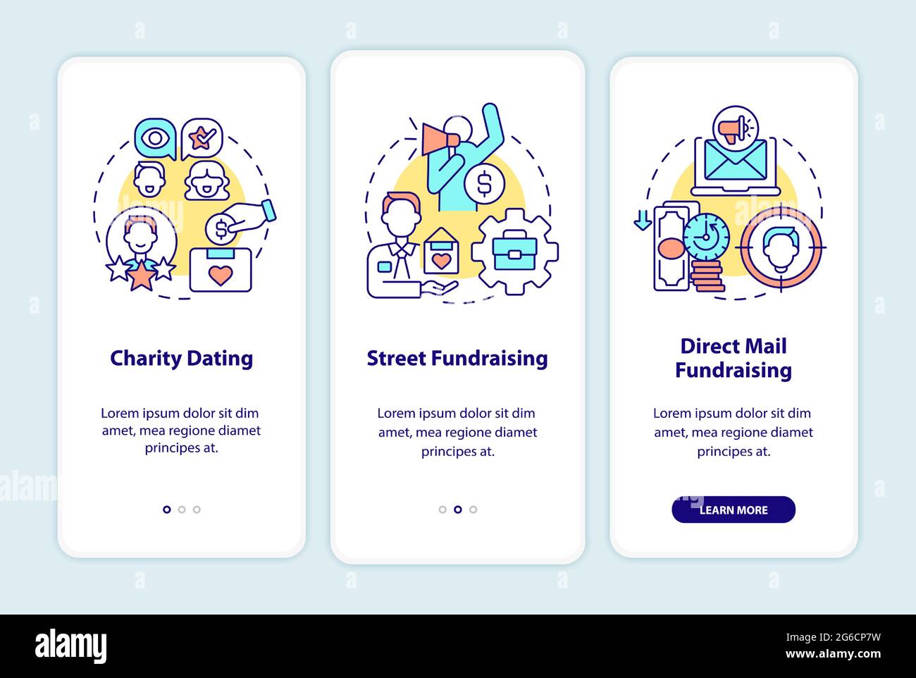 Fundraising kinds onboarding mobile app page screen Stock Vector Image ...