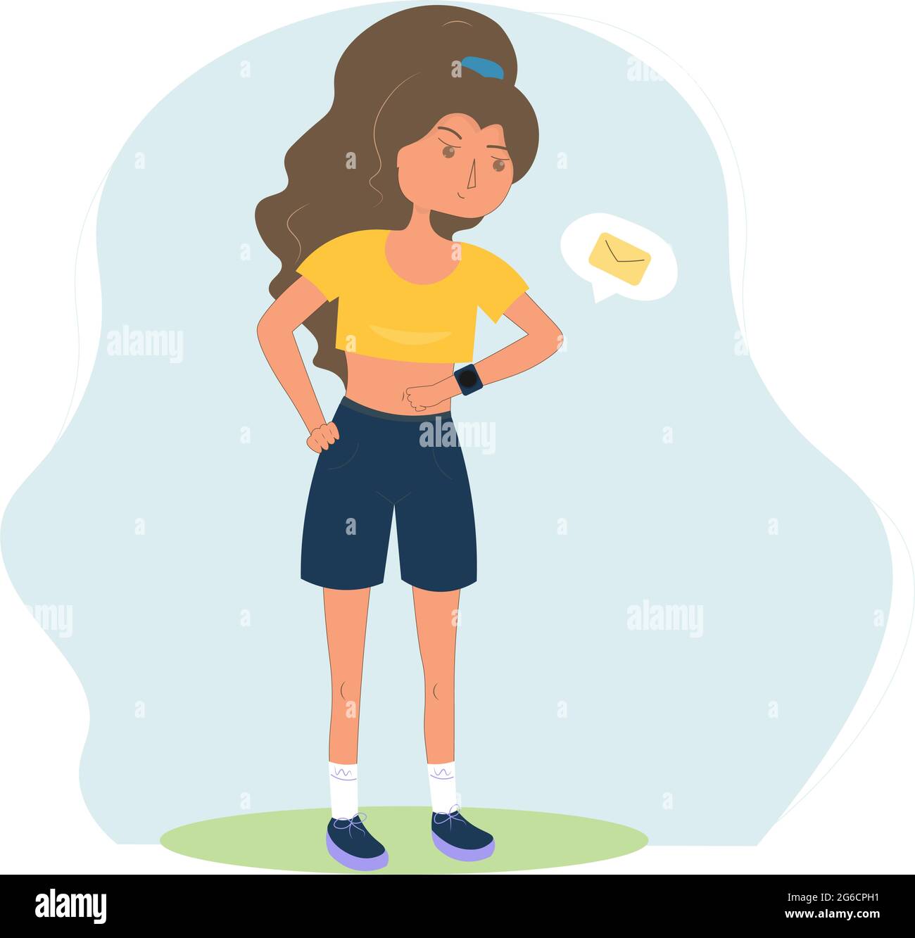 Girl Getting A Message Cute cartoon sportive girl getting a message Stock Vector Image & Art ...