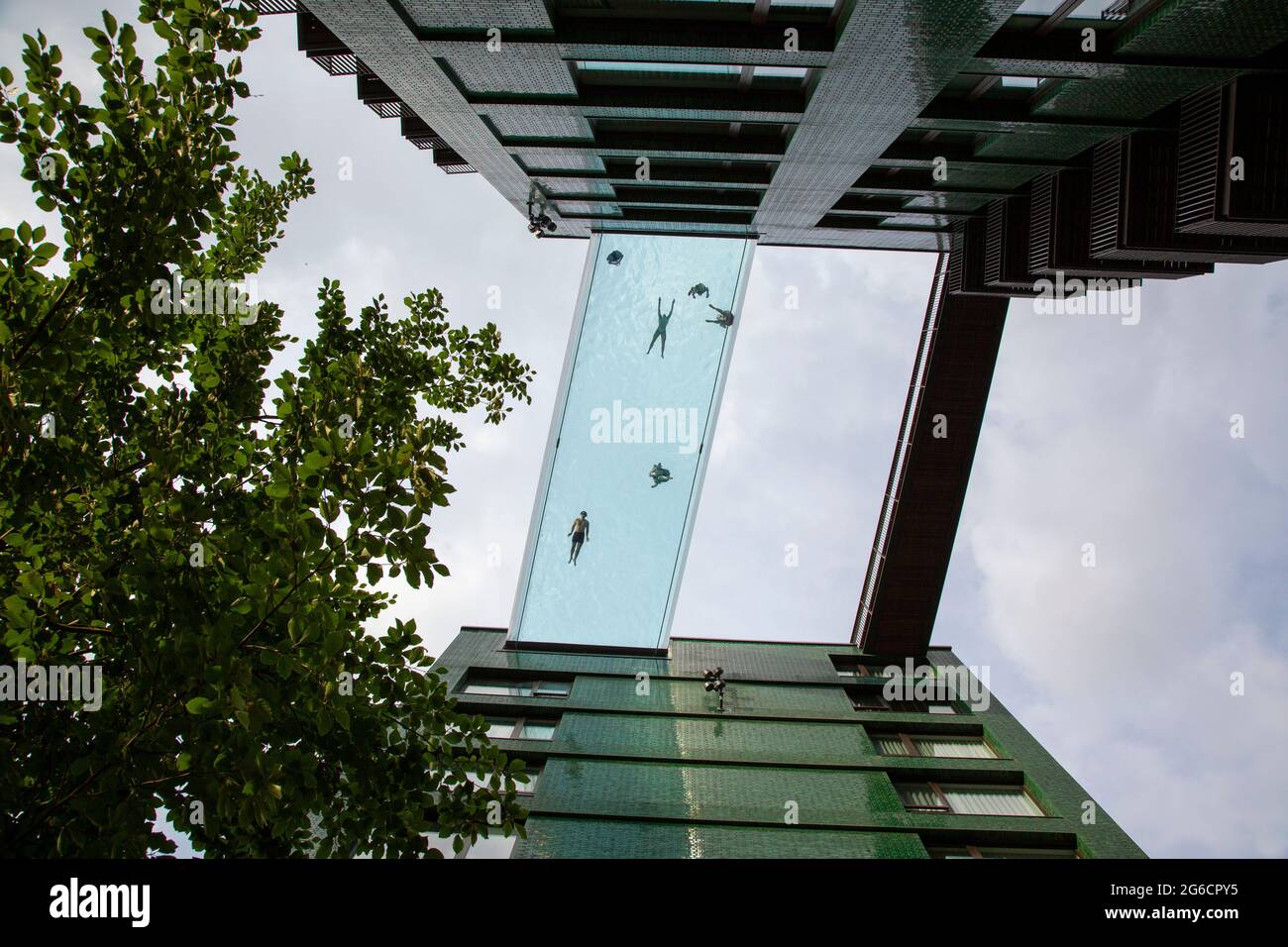 The 35metrehigh transparent Sky Pool bridge between two buildings at the Embassy Gardens is