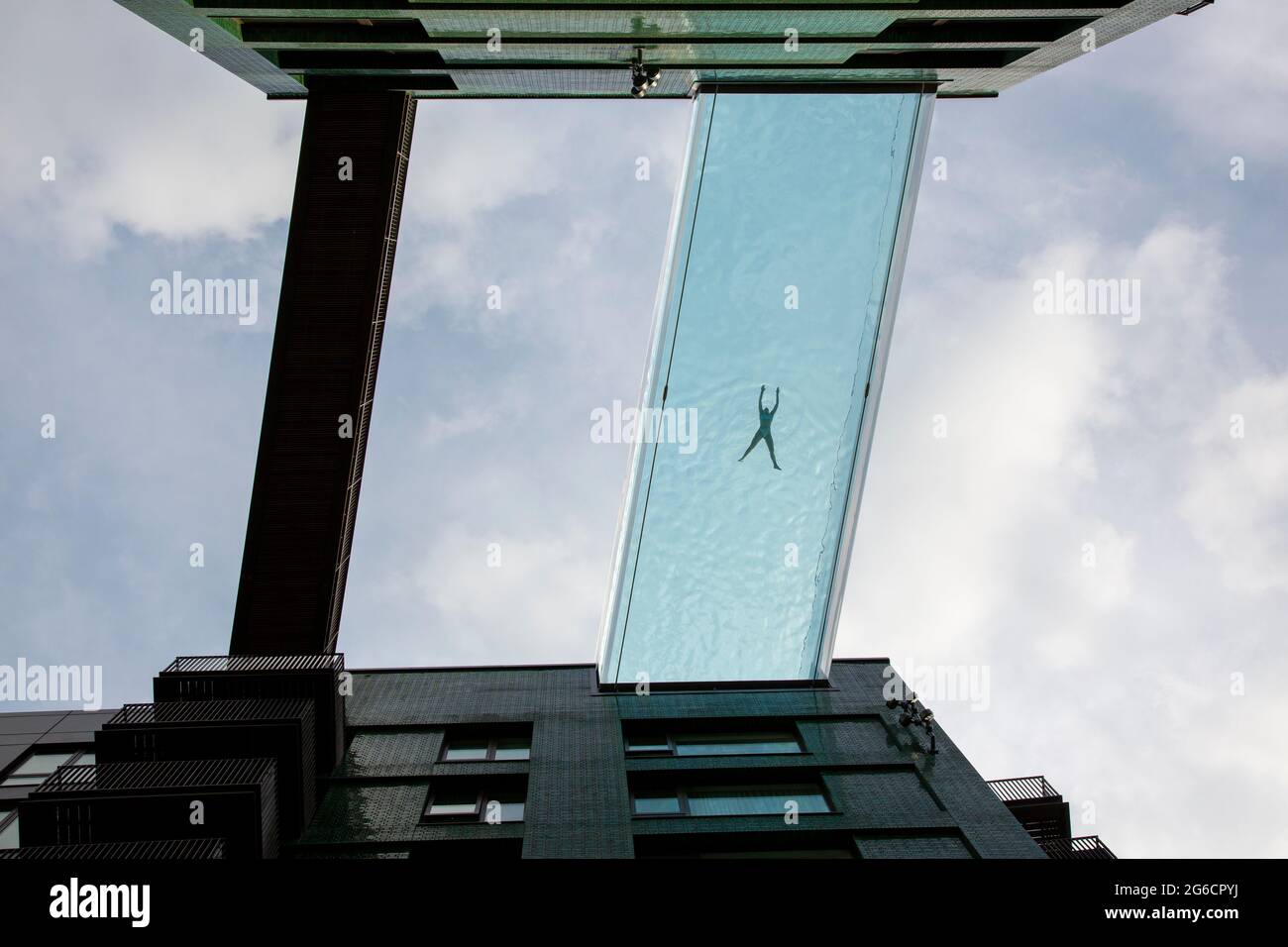 The 35metrehigh transparent Sky Pool bridge between two buildings at the Embassy Gardens is