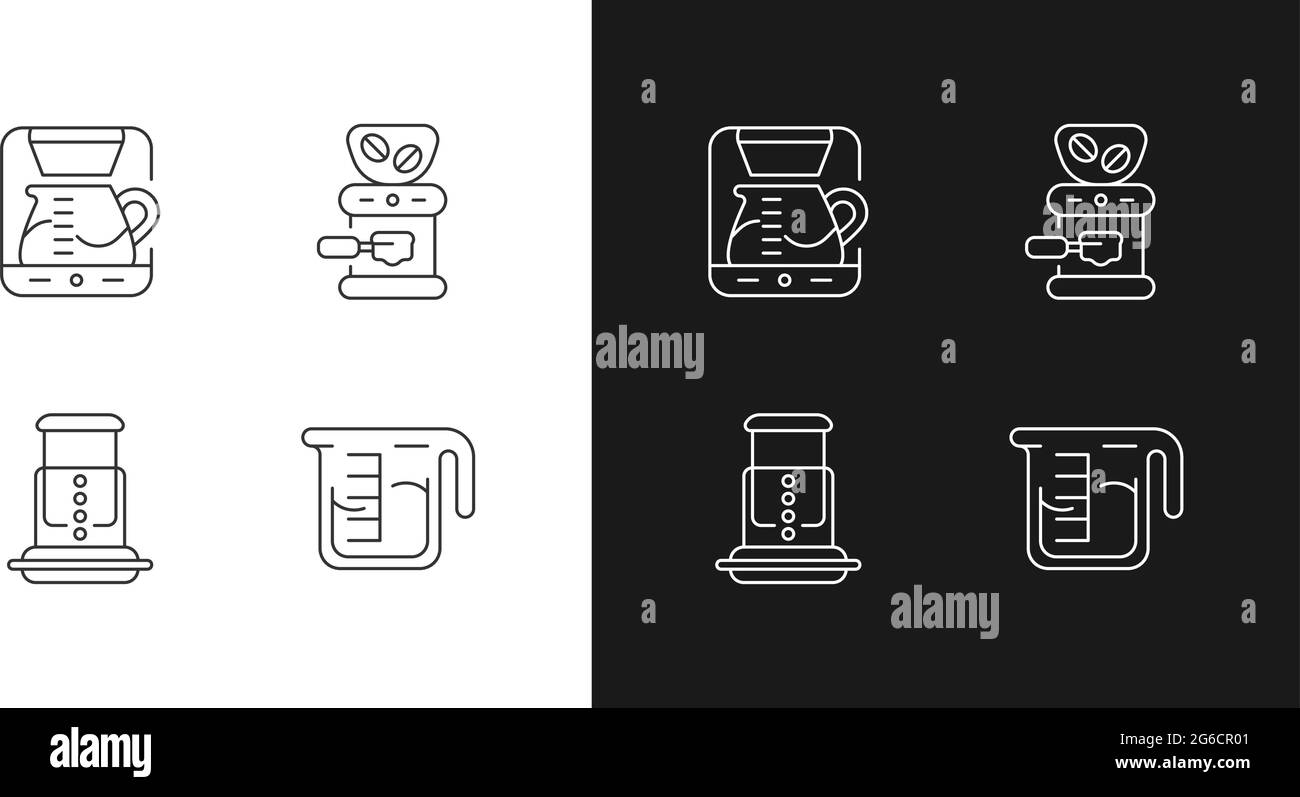 Coffee shop machine linear icons set for dark and light mode Stock ...