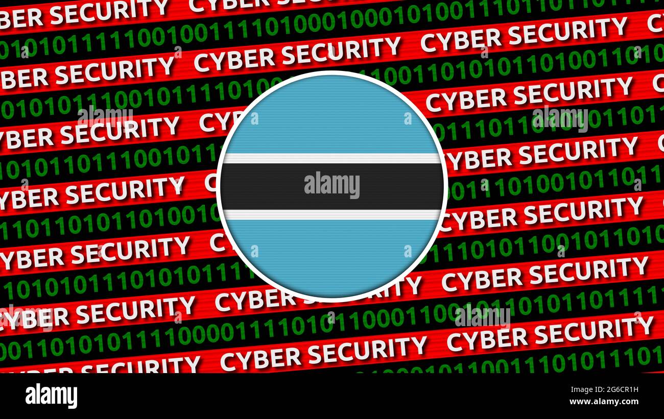 Cyber Security Title with Botswana flag 3D Illustration fabric