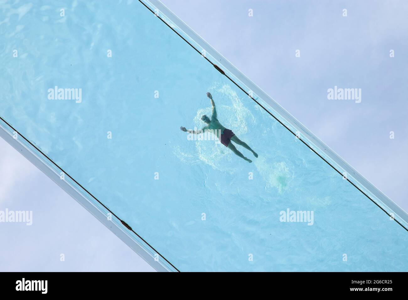 The 35metrehigh transparent Sky Pool bridge between two buildings at the Embassy Gardens is