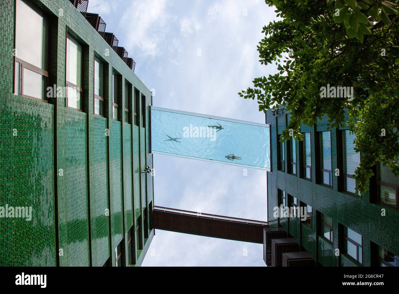 The 35metrehigh transparent Sky Pool bridge between two buildings at the Embassy Gardens is