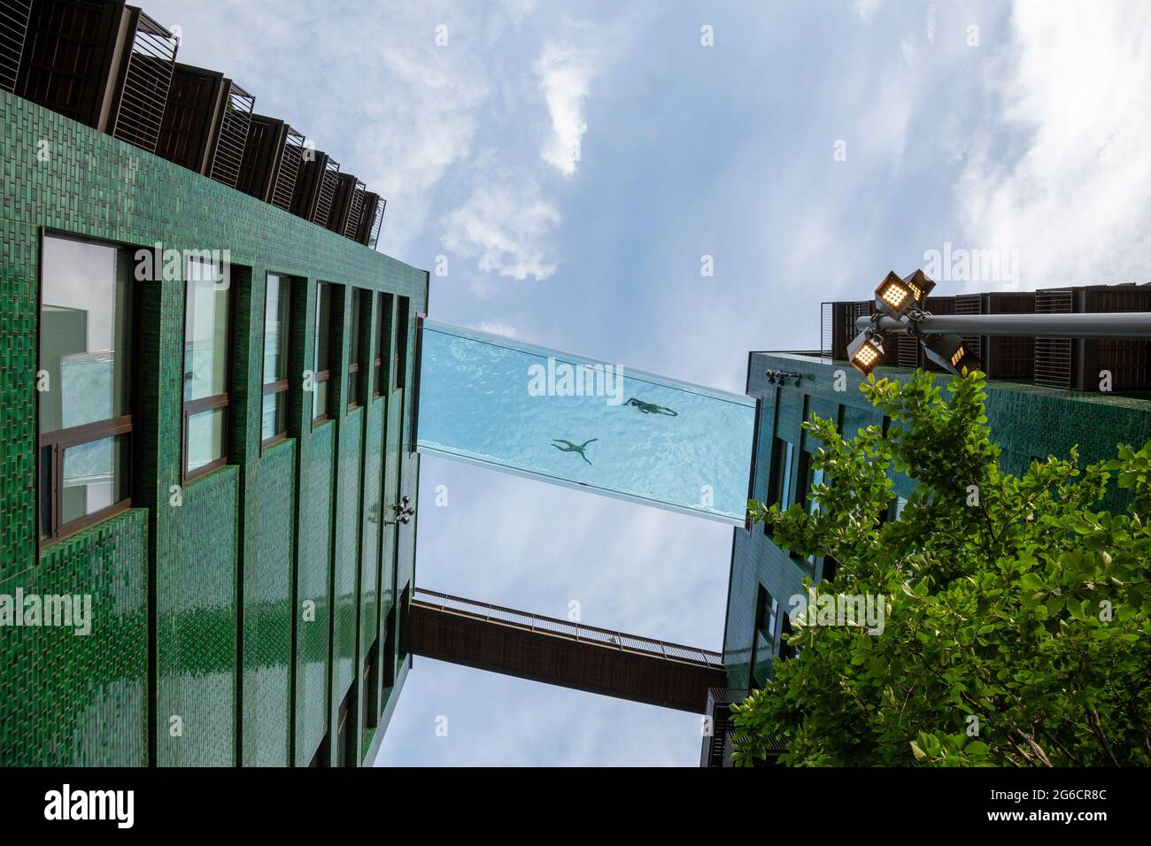 The 35metrehigh transparent Sky Pool bridge between two buildings at the Embassy Gardens