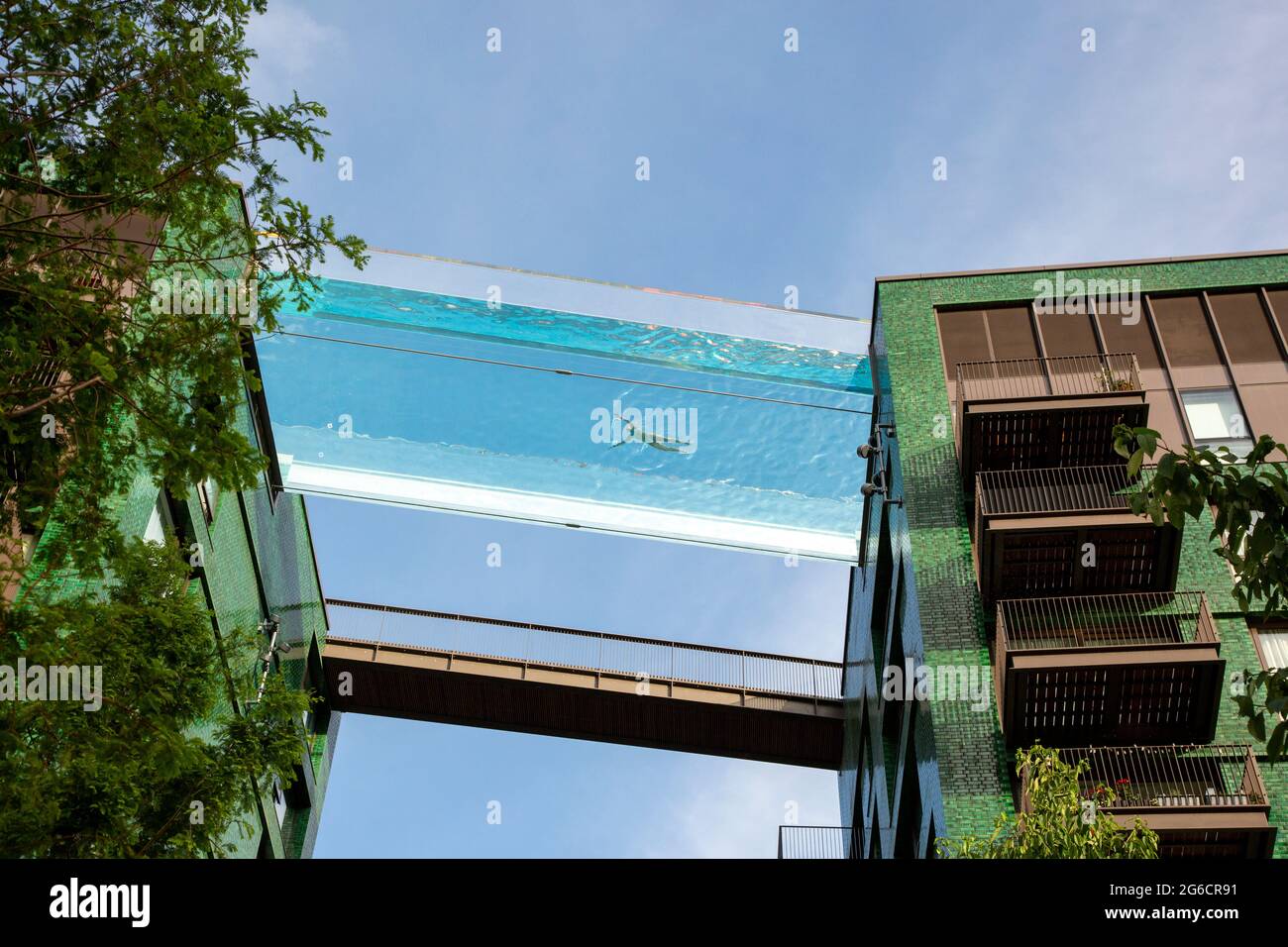 The 35metrehigh transparent Sky Pool bridge between two buildings at the Embassy Gardens is