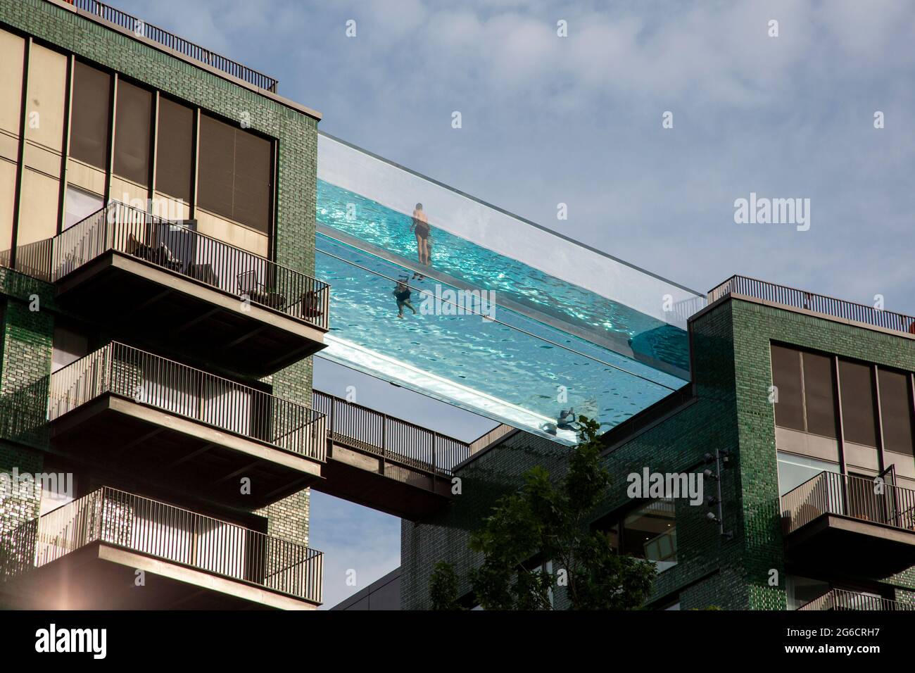 The 35metrehigh transparent Sky Pool bridge between two buildings at the Embassy Gardens is