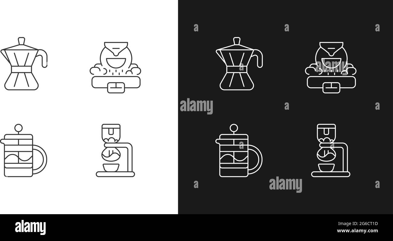 Coffee making appliance linear icons set for dark and light mode Stock ...