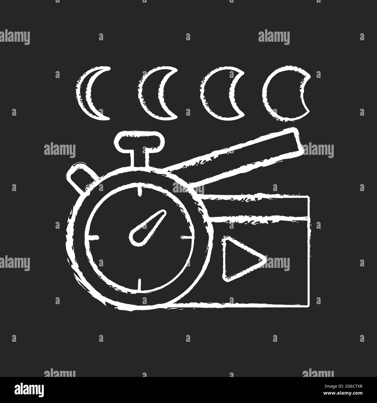 Time lapse videos chalk white icon on dark background Stock Vector