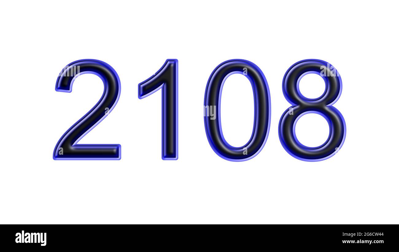 blue 2108 number 3d effect white background Stock Photo - Alamy
