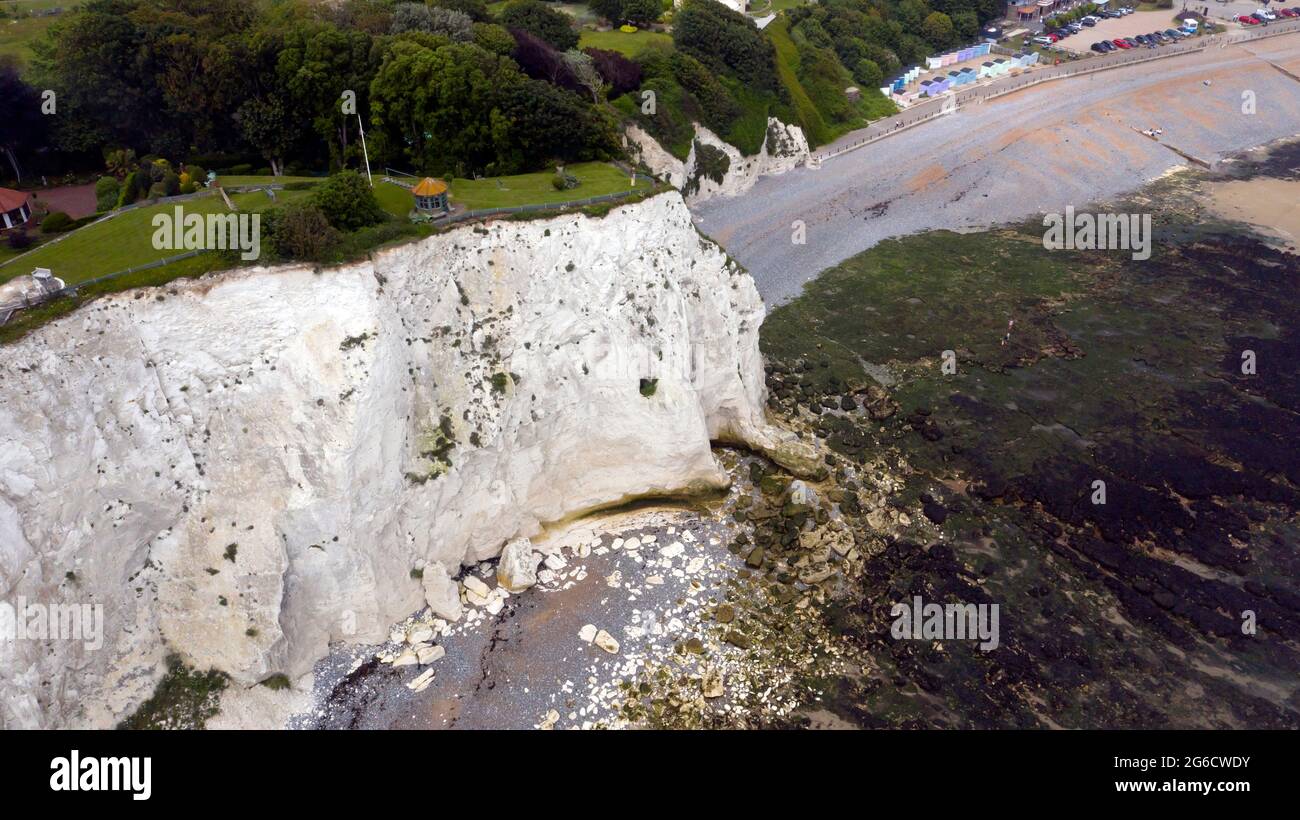 Aerial view of the Cliffs at  St Margaret's Bay, Kent, UK Stock Photo