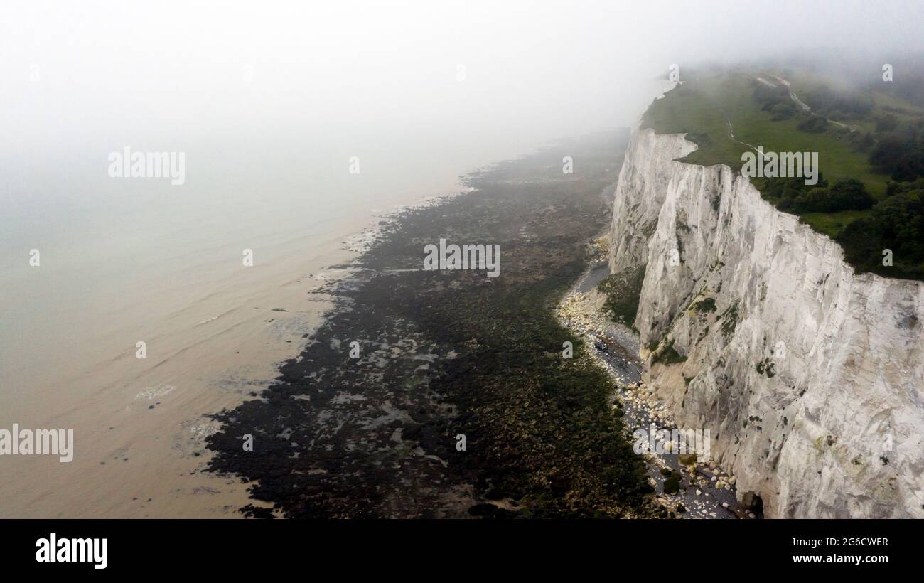 Aerial Photography looking towards Dover, from St Margaret's Bay, Kent, UK Stock Photo