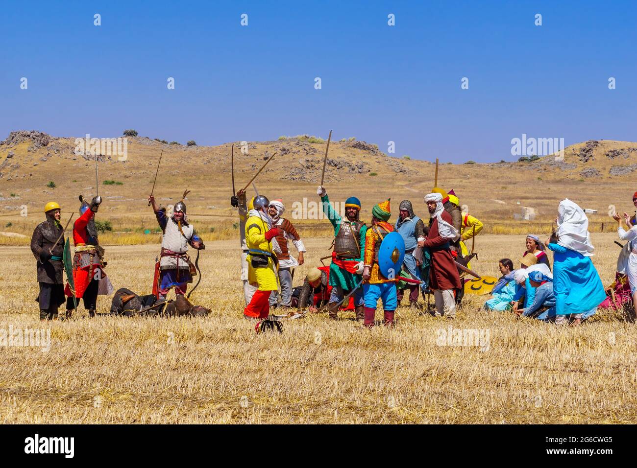 Lavi, Israel - July 02, 2021: Re-enactment of the 1187 Battle of the Horns of Hattin (Ayyubid sultan Saladin defeated the crusaders): Muslim (Ayyubid) Stock Photo