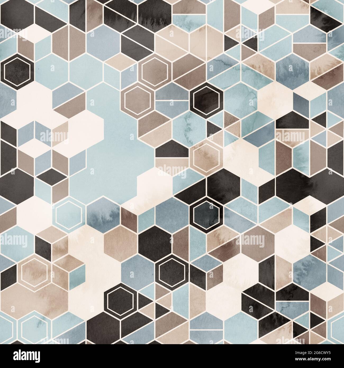 Seamless grungy hexagon pattern isometric geometry net print Stock ...