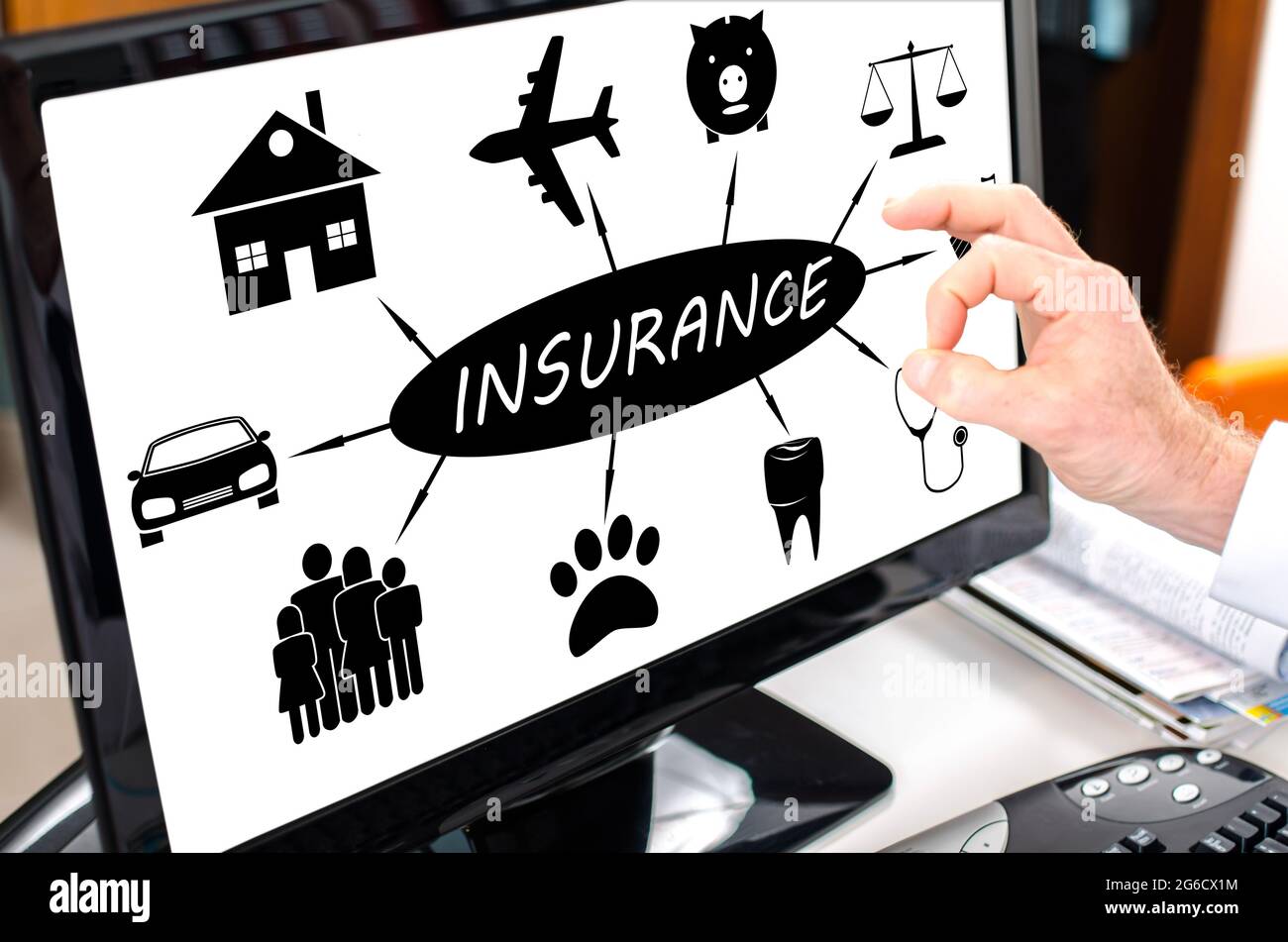 Open Computer Screen Insurance Insurance concept shown on a computer screen Stock Photo - Alamy