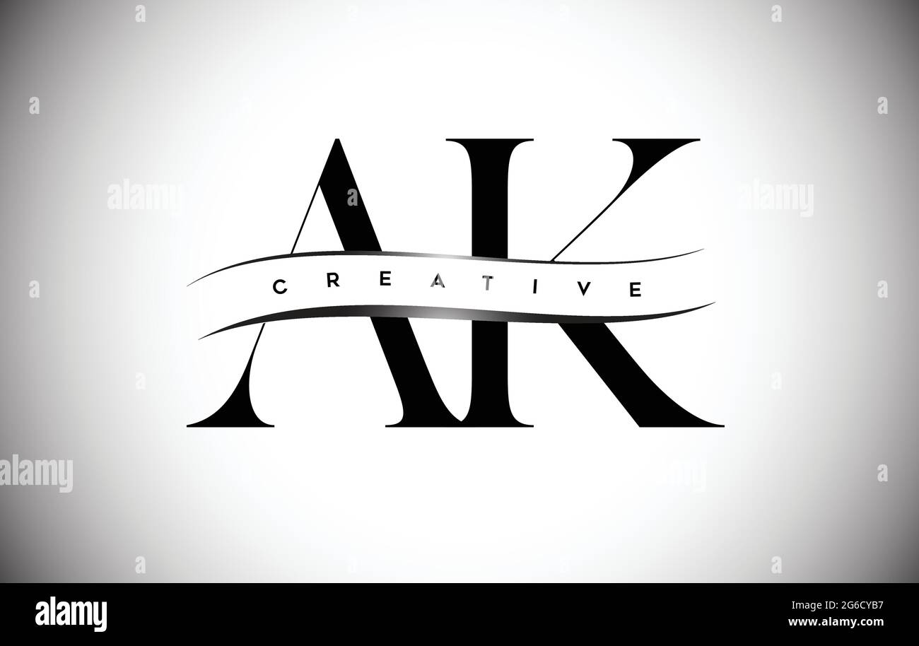 Serif AK Icon Design with Black Colors. AK Letter Logo with Serif ...