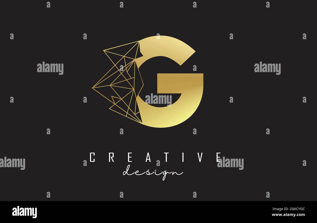 Golden Letter G logo design with broken stone, glass detail. Vector ...
