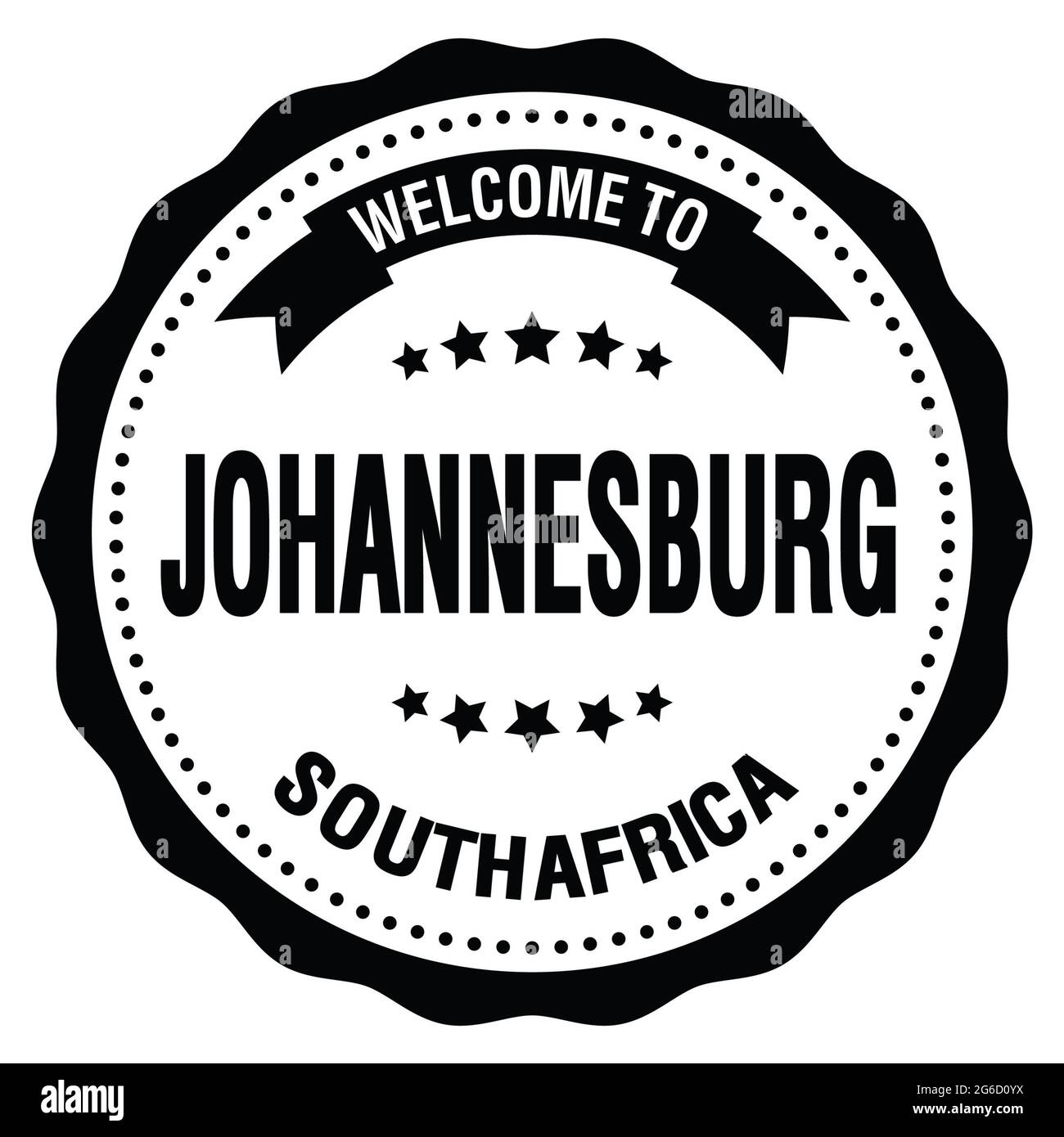 TO JOHANNESBURG SOUTH AFRICA, words written on black round