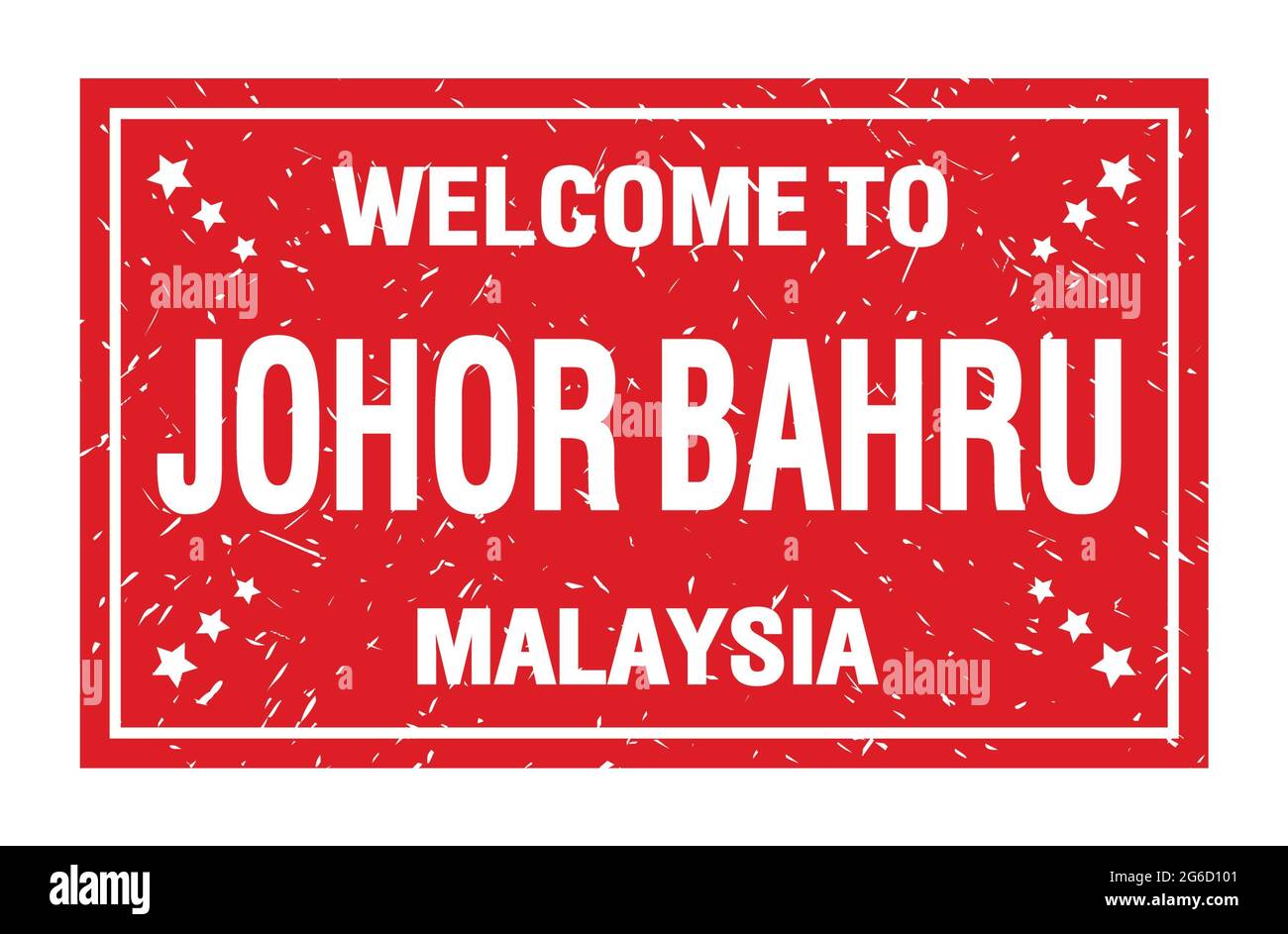 Welcome To Johor Bahru Malaysia Words Written On Red Rectangle Flag Stamp Stock Photo Alamy