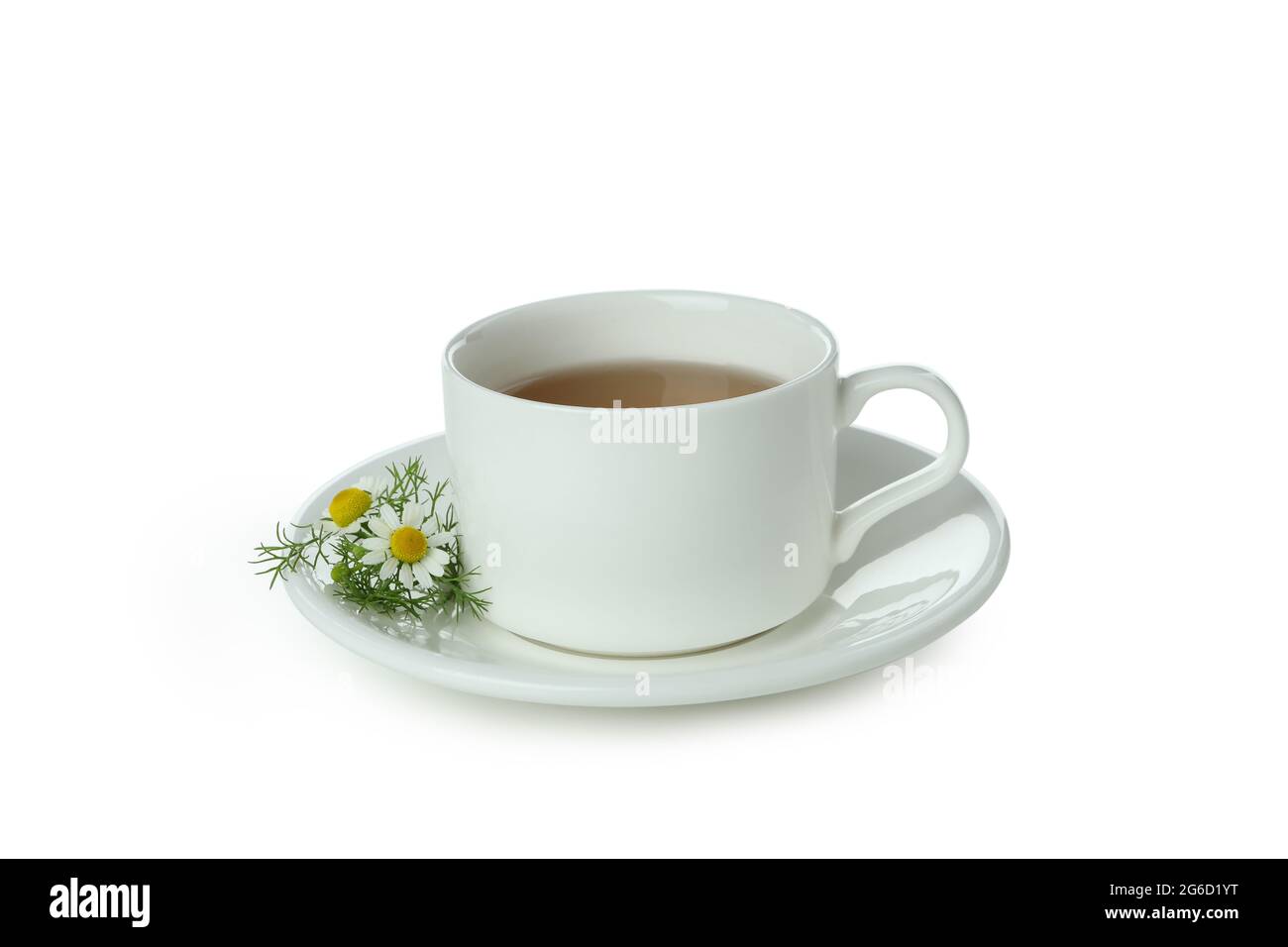 Cup of chamomile tea isolated on white background Stock Photo - Alamy