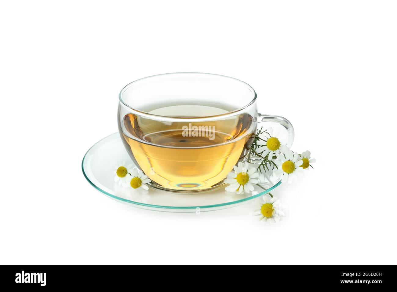 Cup of chamomile tea isolated on white background Stock Photo - Alamy