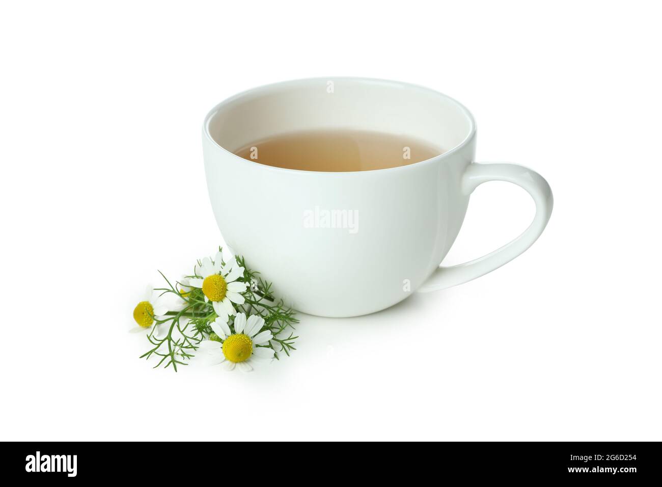 Cup of chamomile tea isolated on white background Stock Photo - Alamy