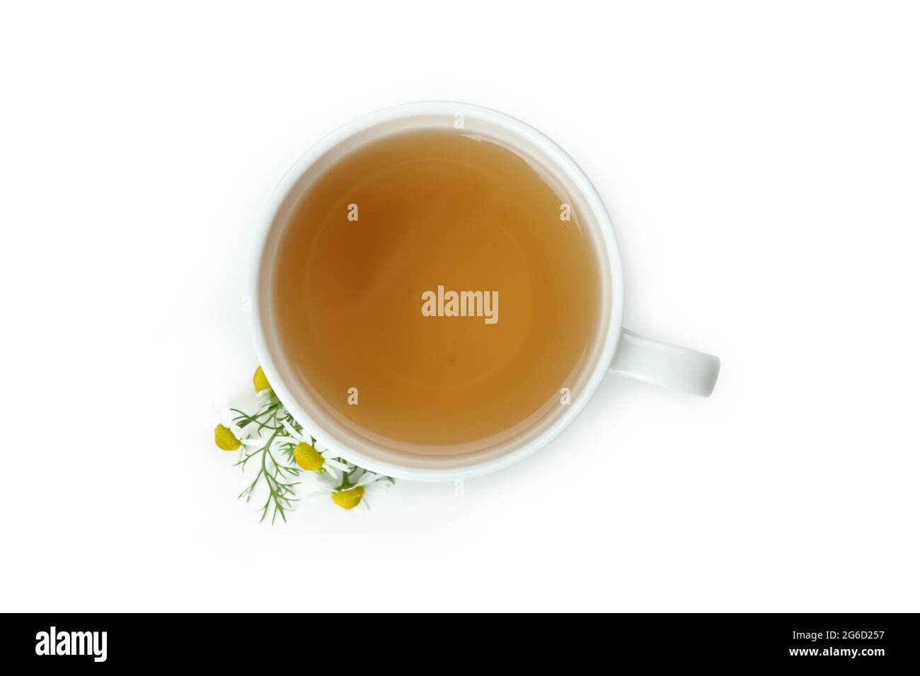 Cup of chamomile tea isolated on white background Stock Photo - Alamy