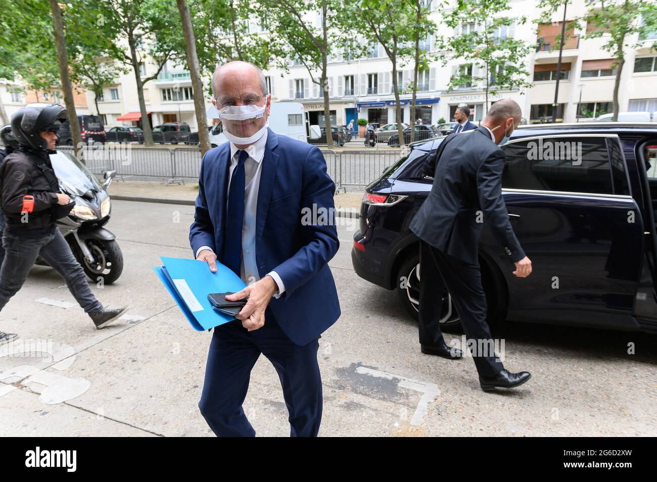 Arrival of Jean-Michel Blanquer, Minister of National Education, Youth and Sports, at the meeting of the Inter-ministerial Committee on Disability (CIH) in Paris, France, on July 05, 2021. Photo by Jacques Witt/Pool/ABACAPRESS.COM Stock Photo