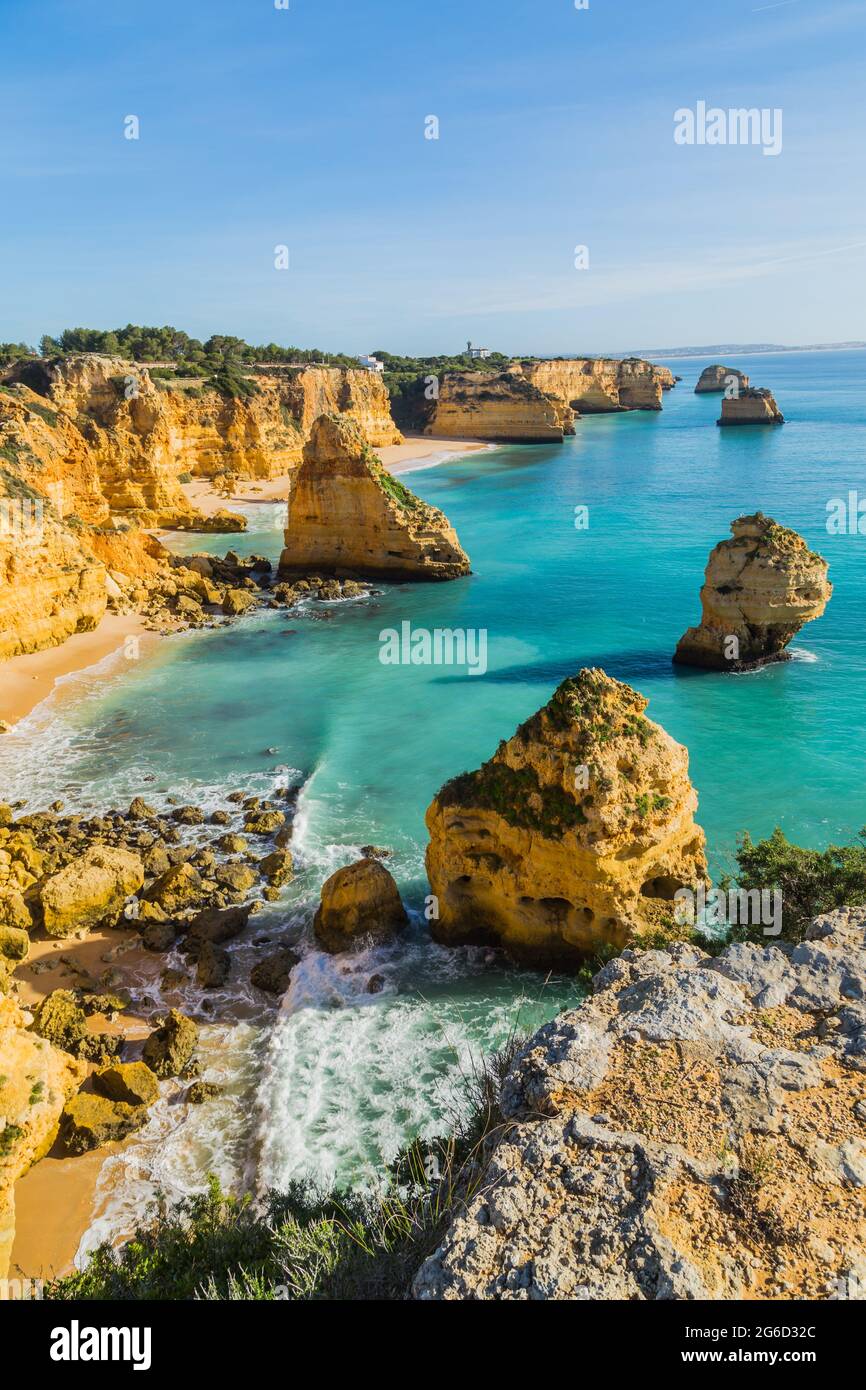 Coastal cliffs of Algarve, Lagoa, Portugal Stock Photo Alamy