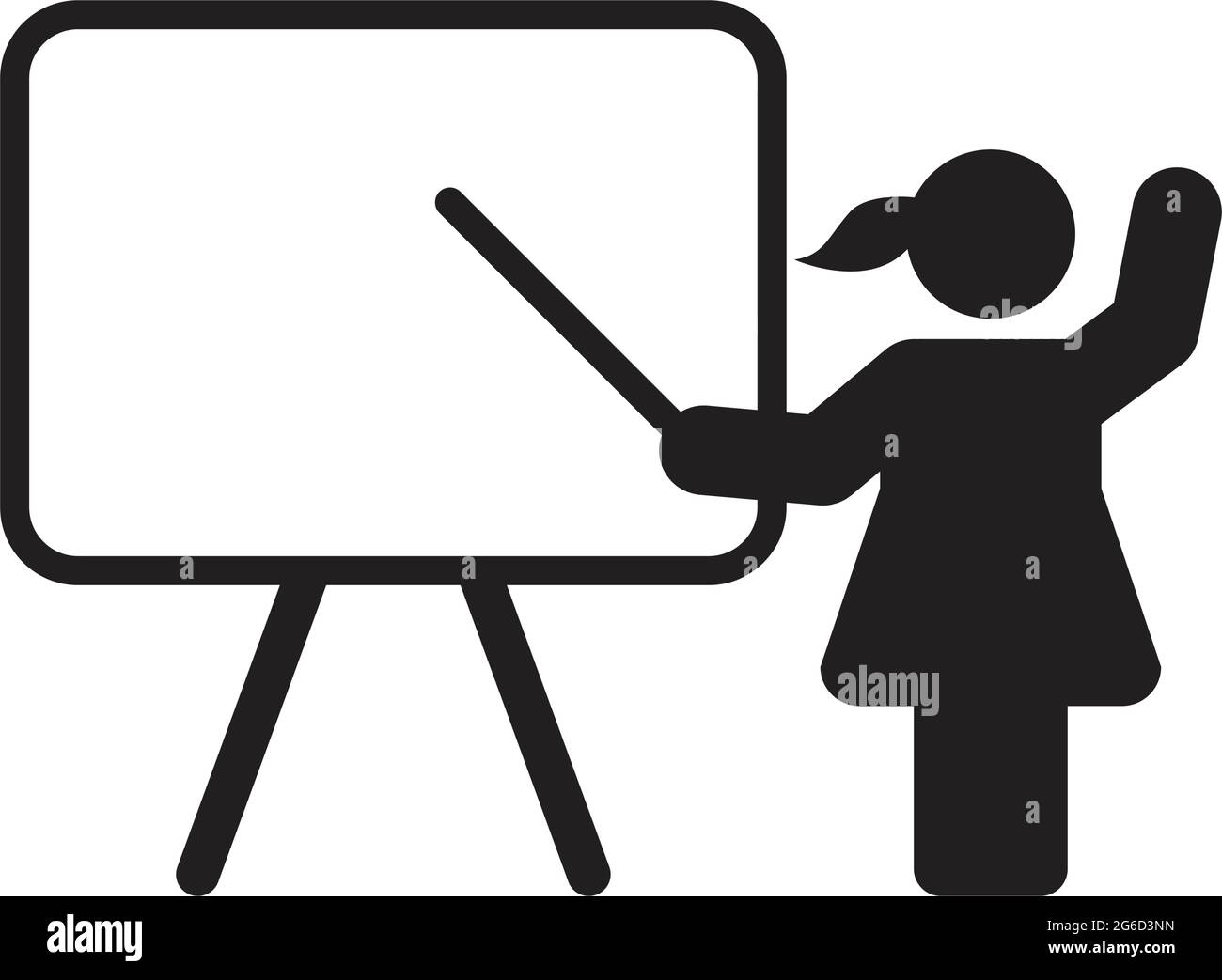 Lecturer icon vector female teacher person with white board symbol in a flat color glyph pictogram illustration Stock Vector