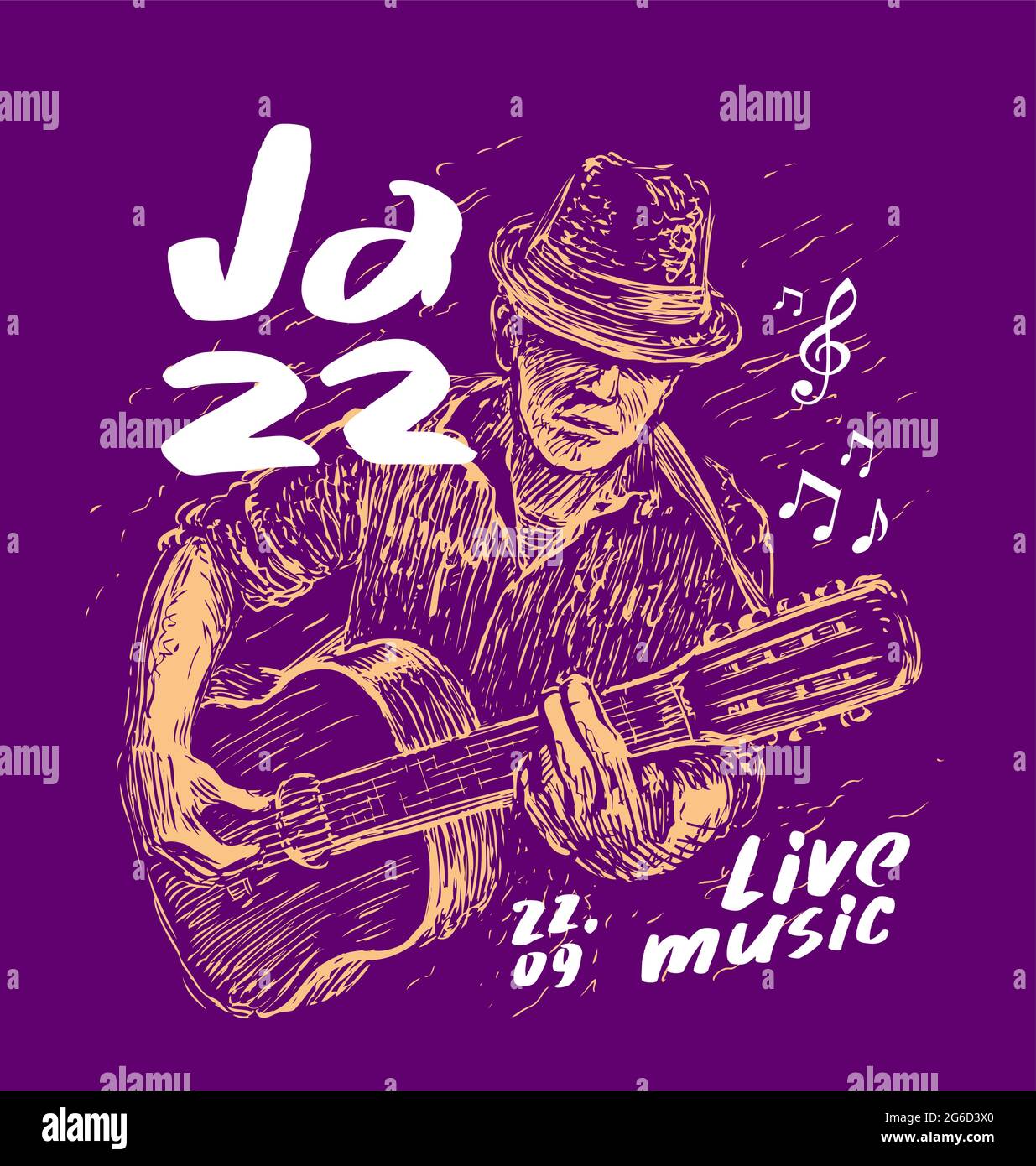 Poster for the jazz festival. Live music vector illustration Stock Vector