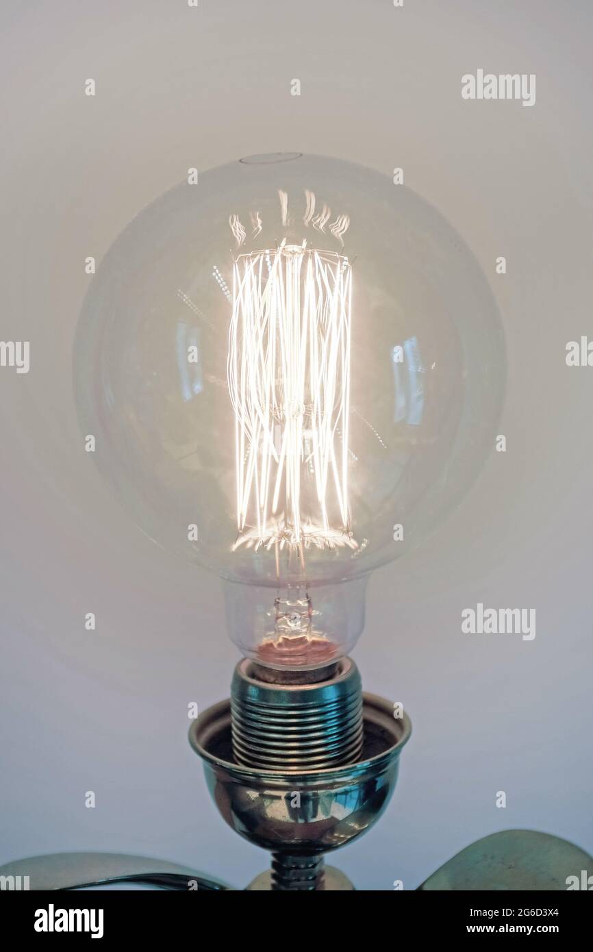 Antique Edison Light Bulb Vintage Carbon Tungsten Filament Stock Photo